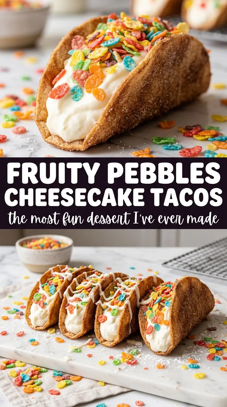 Fruity Pebbles Cheesecake Tacos colorful creamy dessert