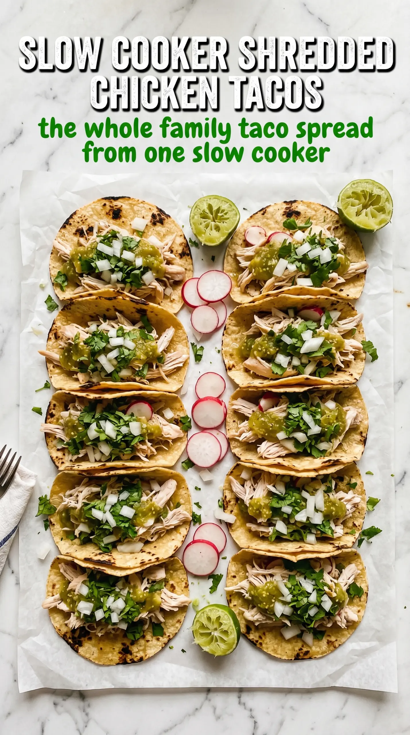 Slow Cooker Shredded Chicken Tacos juicy saucy fresh