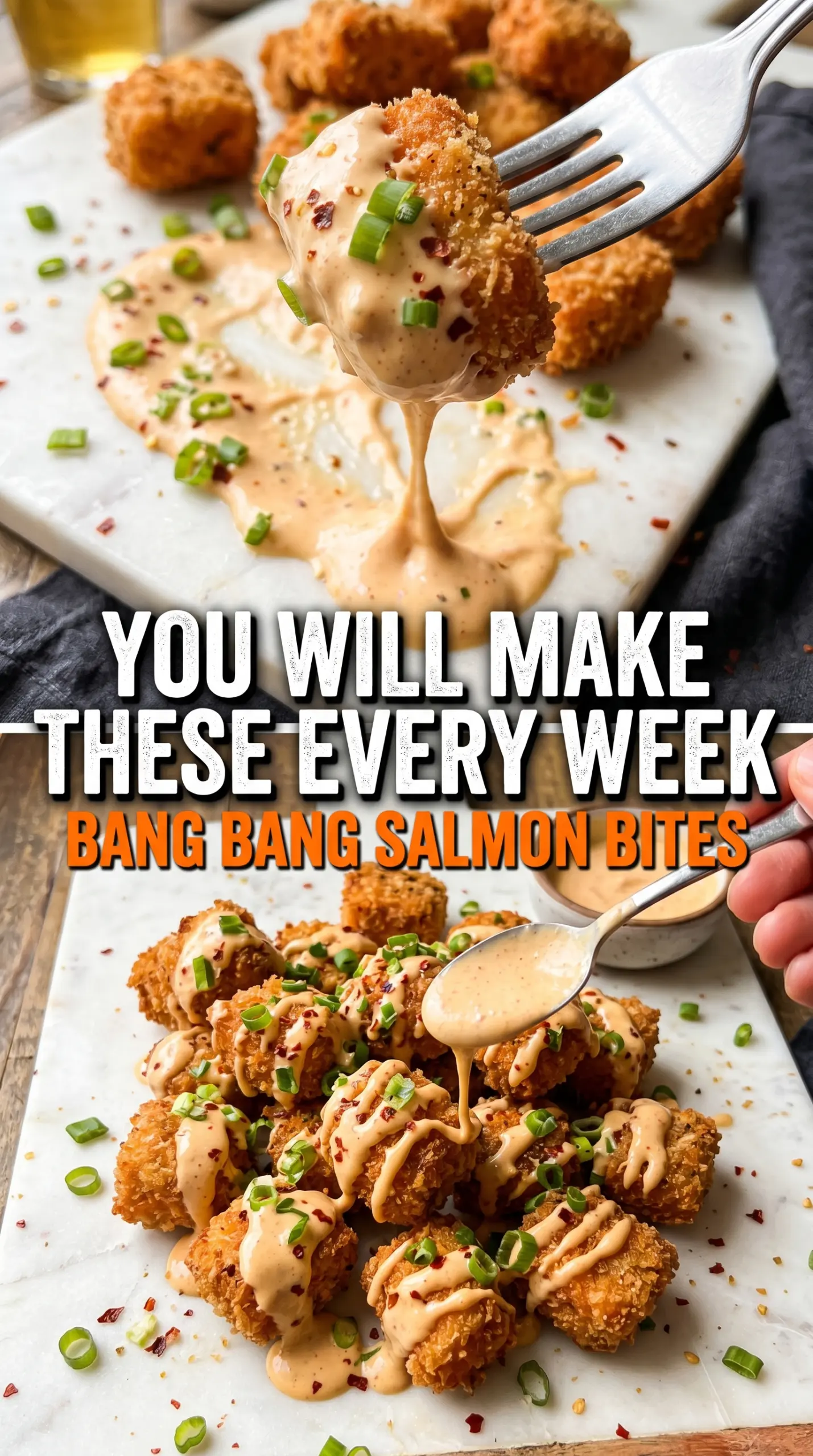 Bang Bang Salmon Bites crispy salmon sweet-spicy
