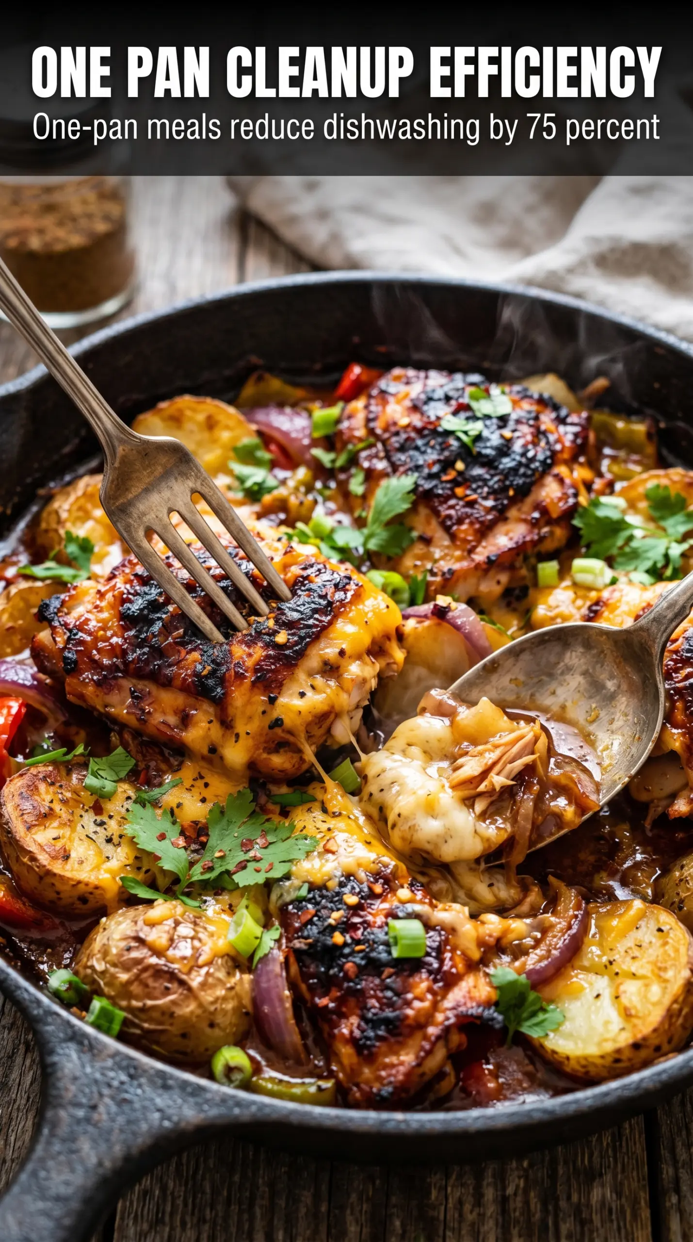 BBQ Chicken Potato Skillet smoky cheesy