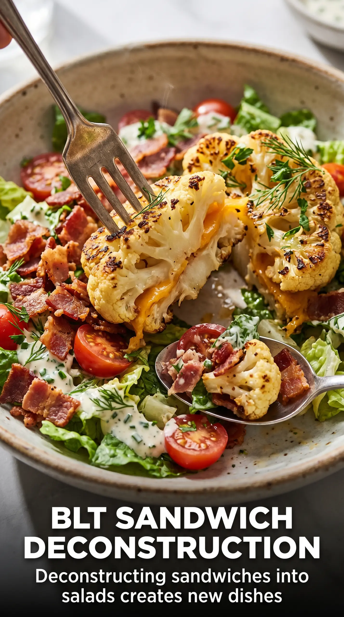 BLT cauliflower salad roasted bacon creamy