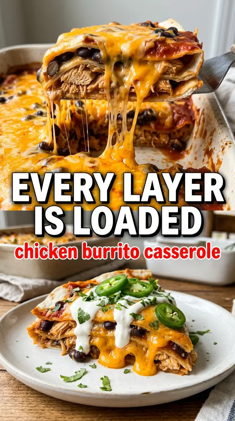 Chicken Burrito Casserole cheesy Tex-Mex layers