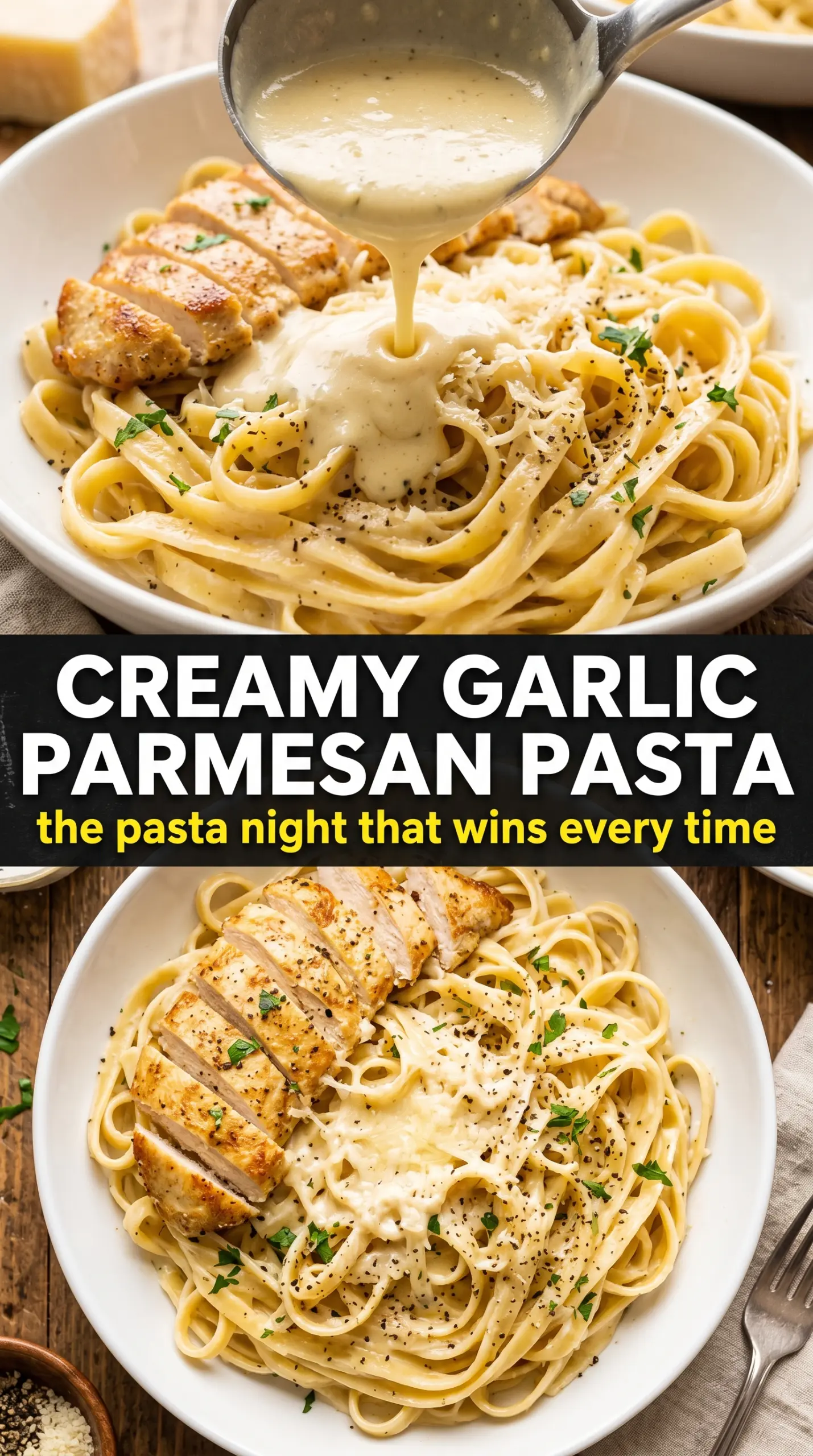 Garlic Parmesan Chicken Pasta creamy basil