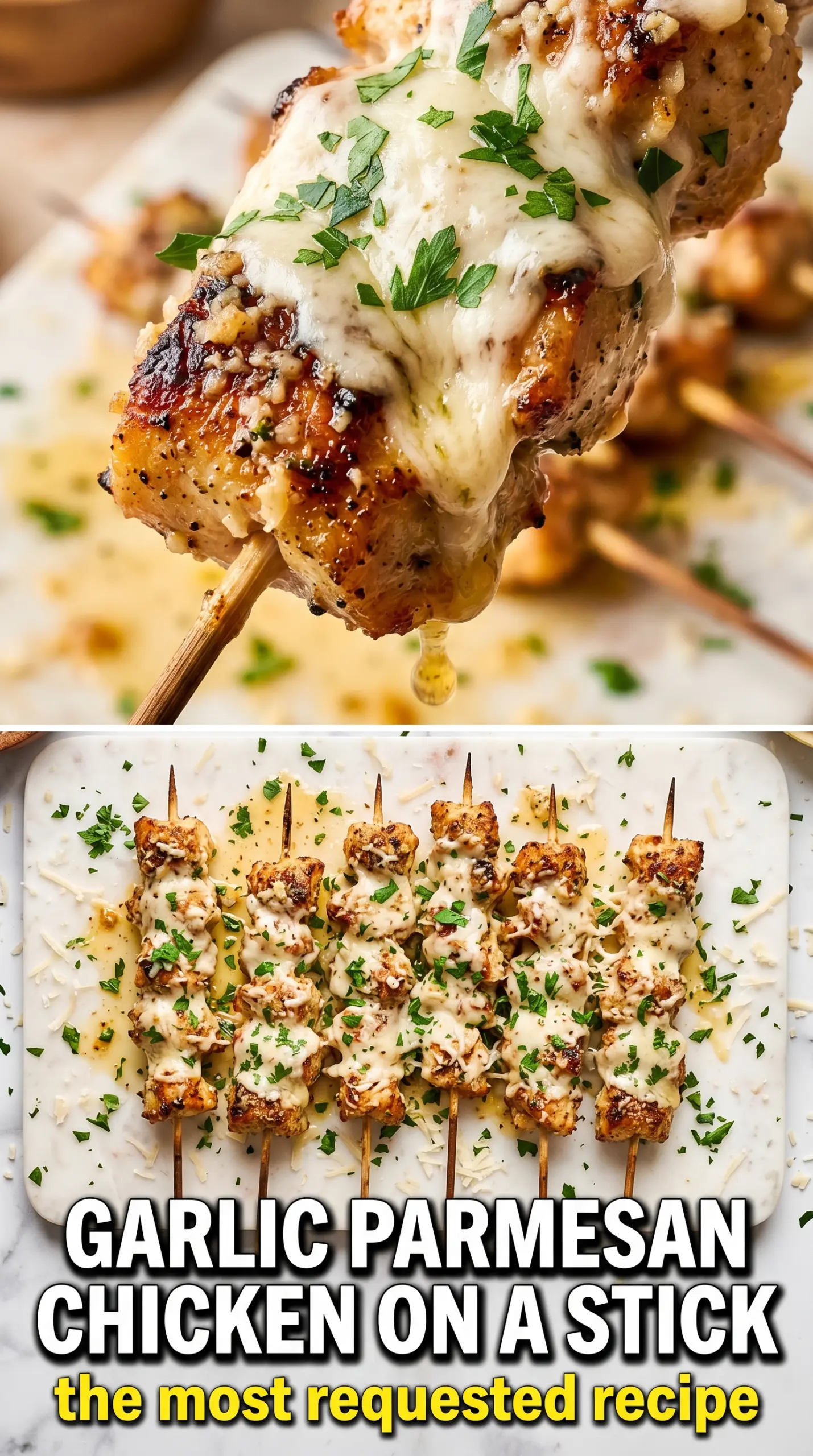 Garlic Parmesan Chicken Skewers grilled, buttery, charred