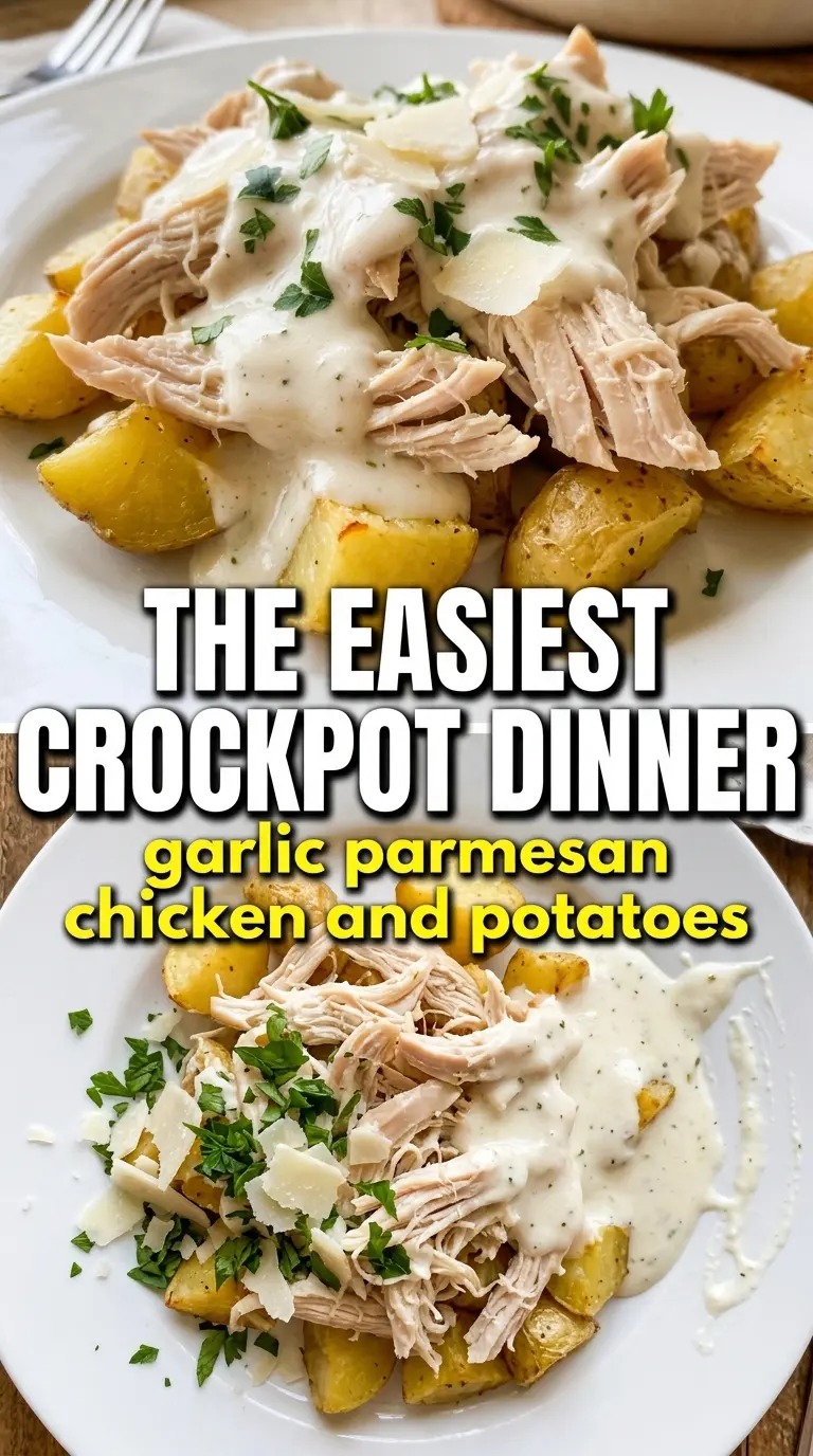 Garlic Parmesan Crockpot Chicken and Potatoes creamy, savory, slow-cooked