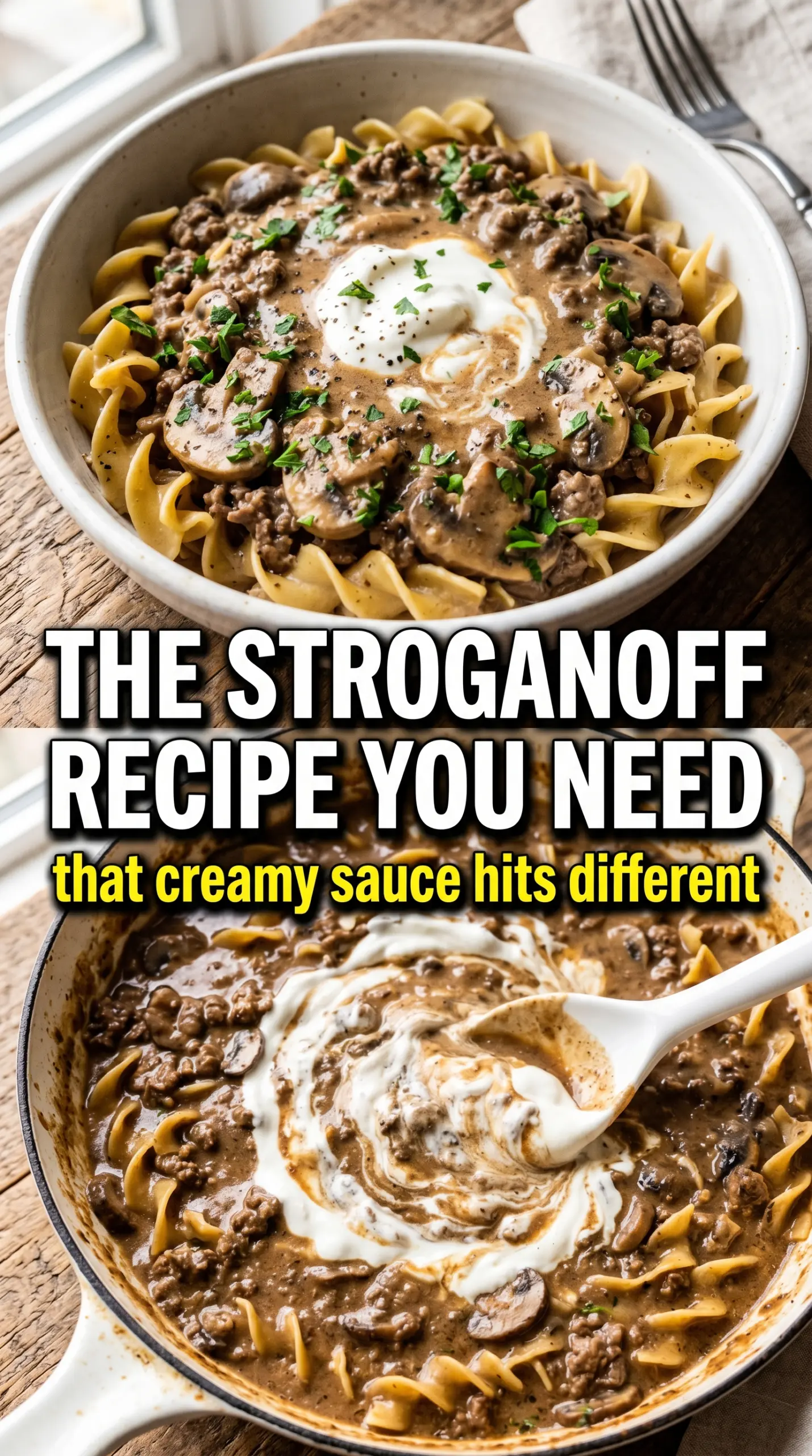 Ground Beef Stroganoff creamy mushrooms
