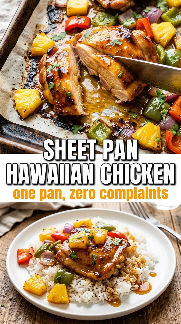 Hawaiian Chicken Sheet Pan caramelized pineapple golden chicken
