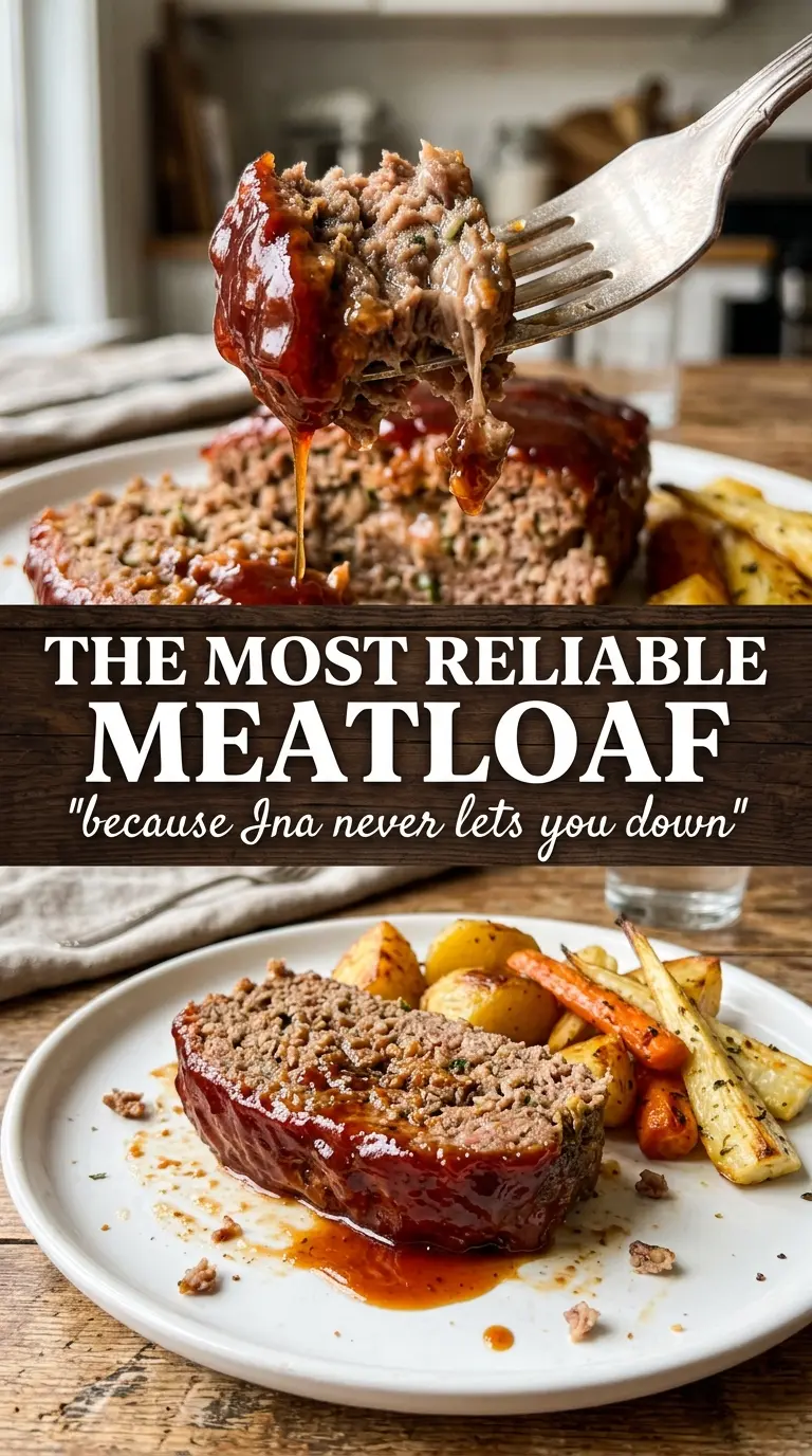 Ina Garten's Meatloaf caramelized glaze hearty slices