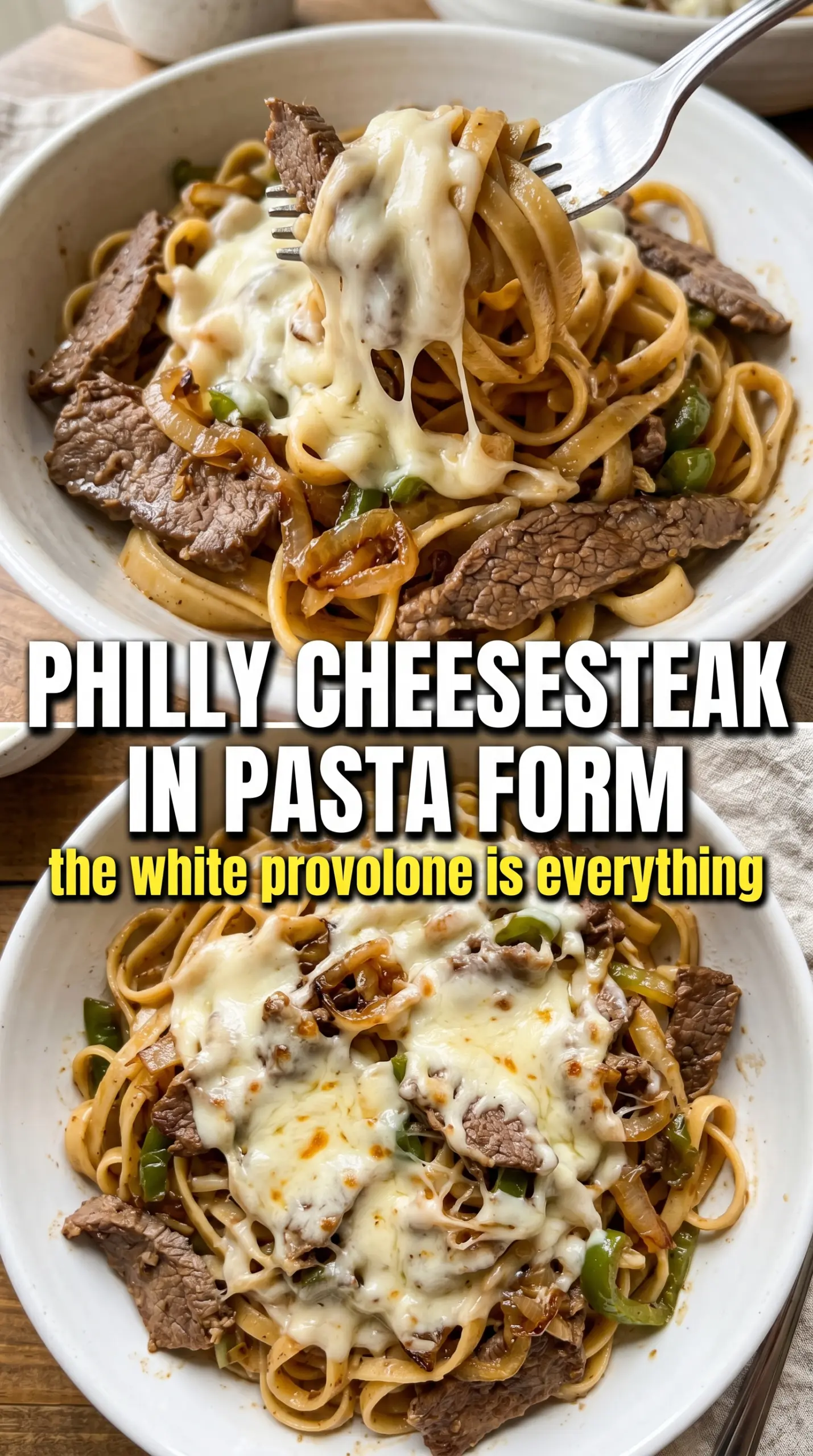 Philly Cheesesteak Pasta creamy steak peppers