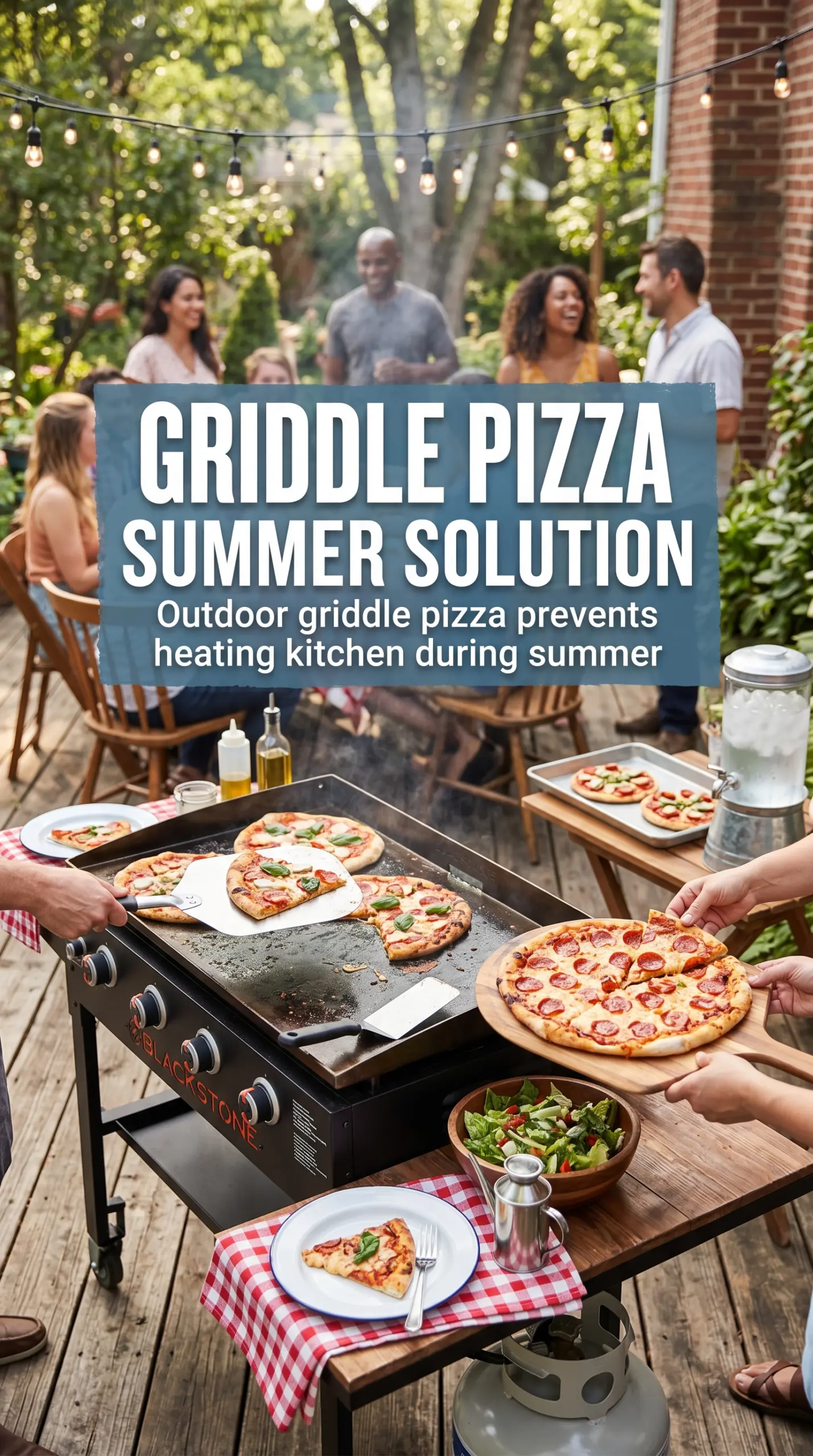 Pizza on a Blackstone Griddle bubbling cheese charred crust
