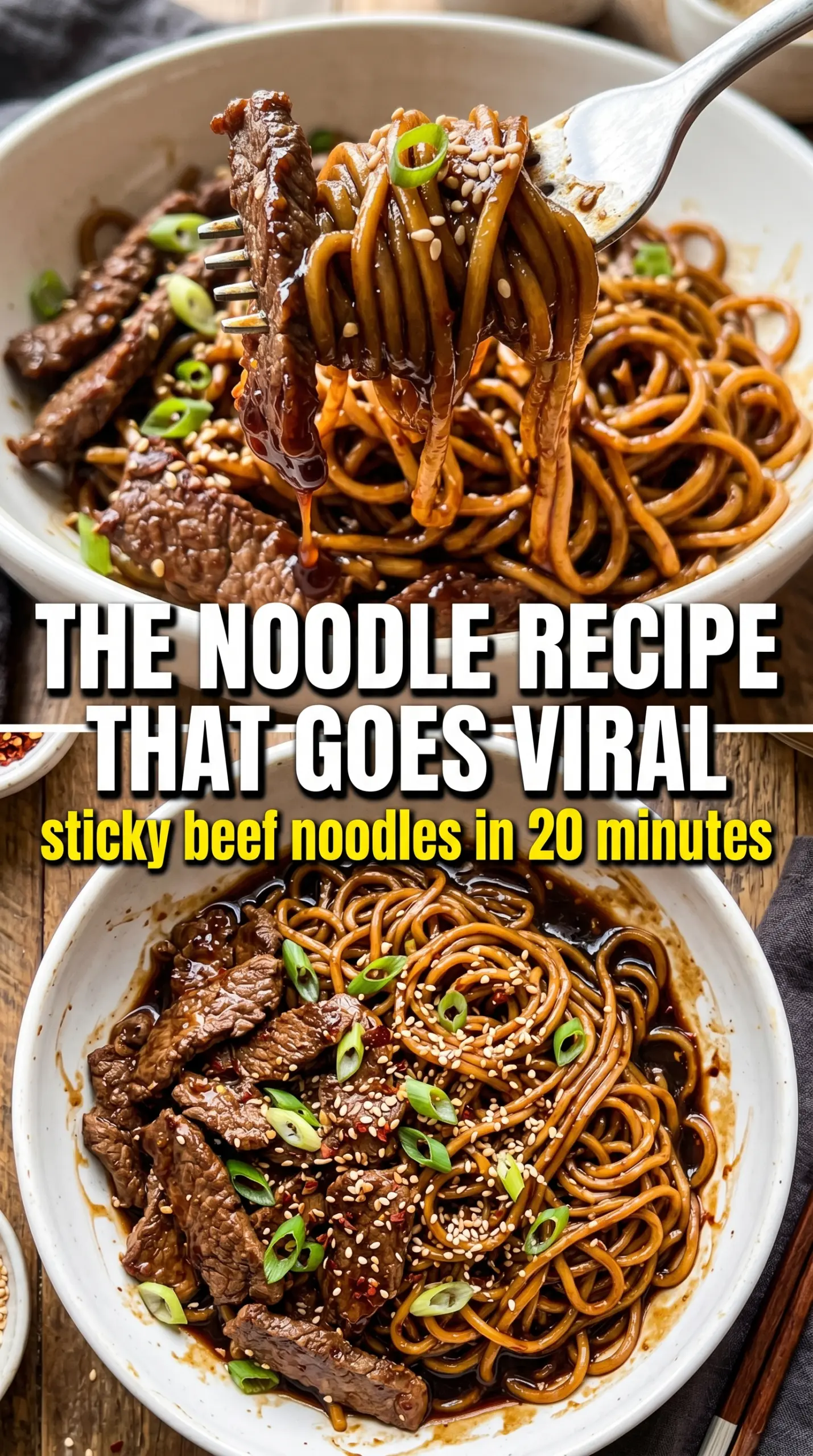 Sticky Beef Noodles glossy savory noodles