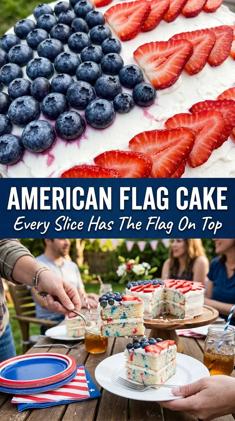 American Flag Cake patriotic sheet cake fruit