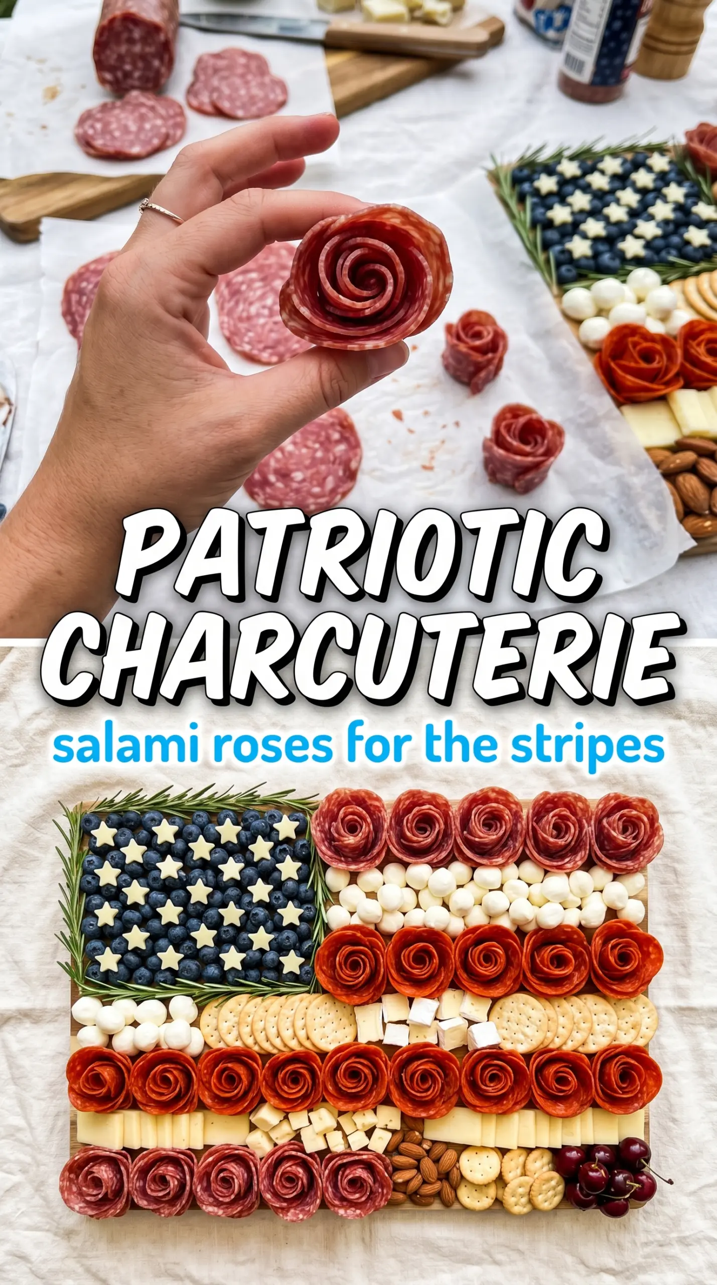 American Flag Charcuterie Board patriotic red white blue