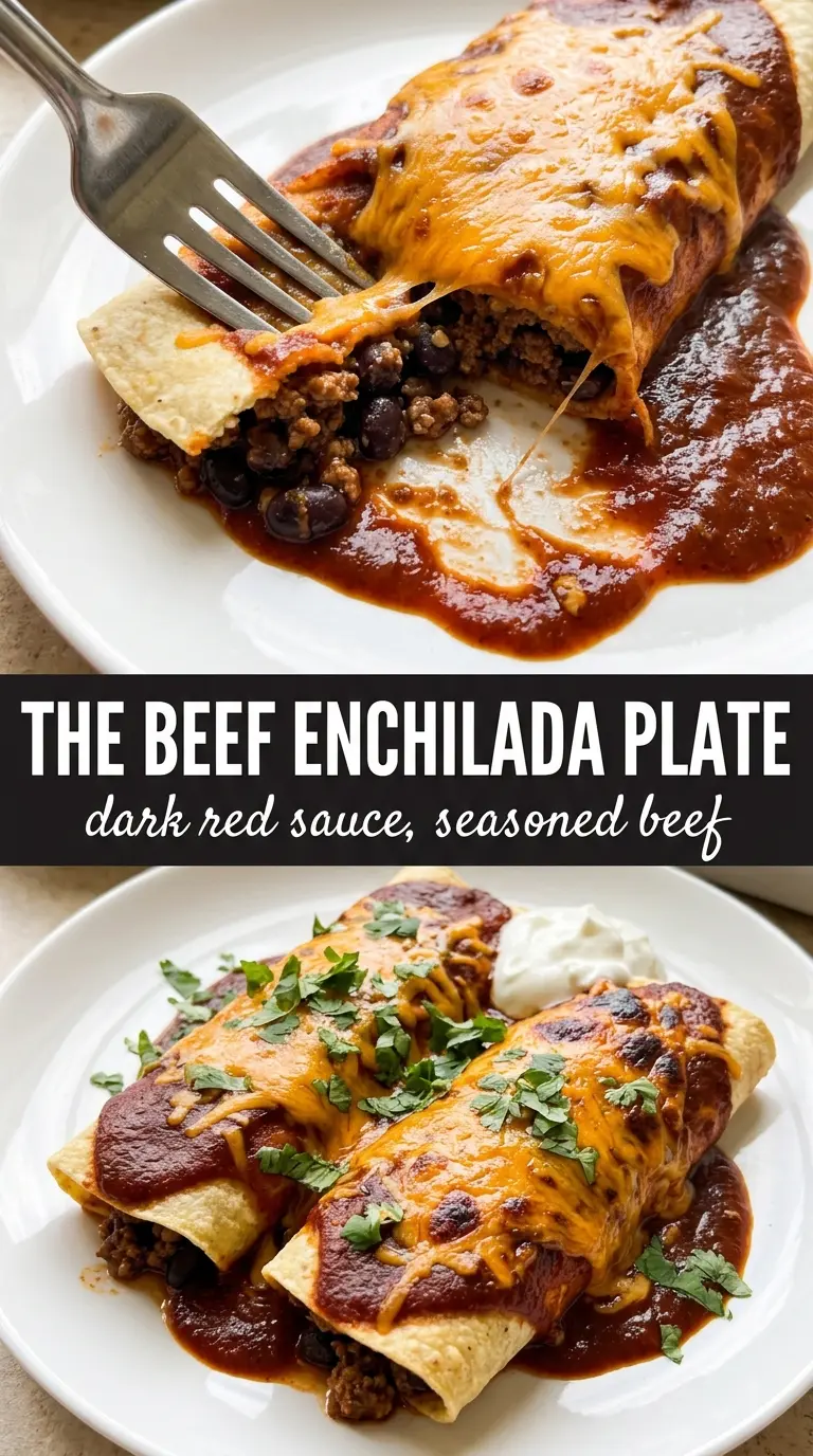 Beef Enchiladas cheesy red sauce