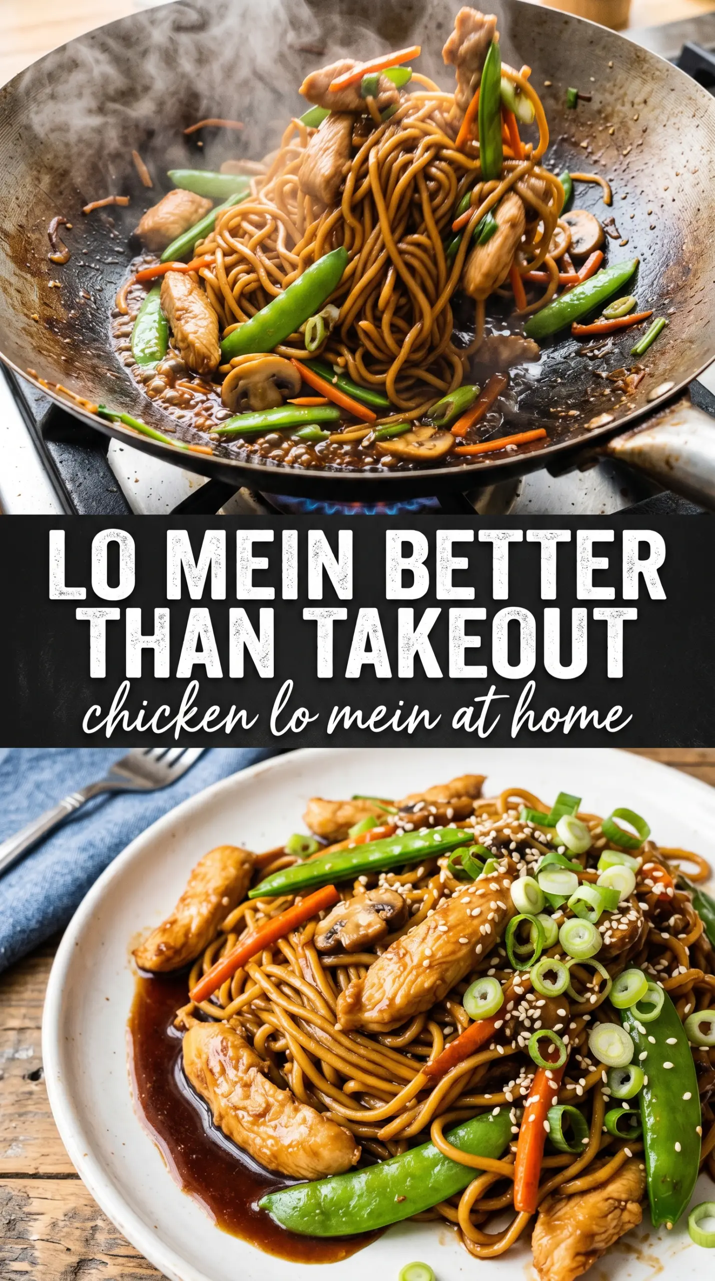 Chicken Lo Mein glossy noodles chicken vegetables