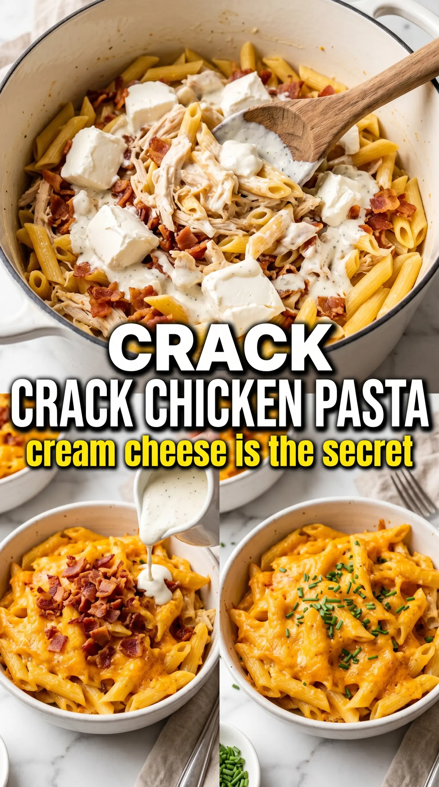 Crack Chicken Penne creamy bacon cheddar