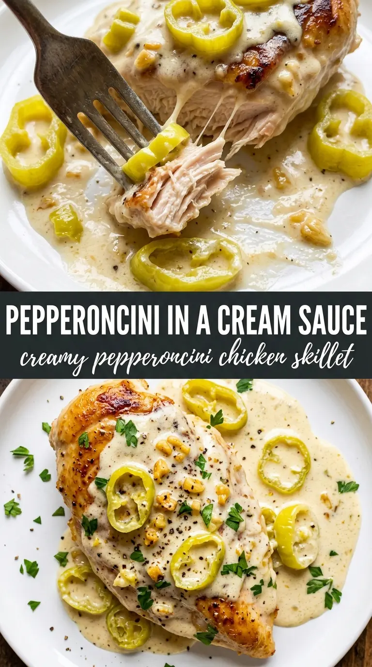 Creamy Pepperoncini Chicken Skillet tangy creamy skillet chicken
