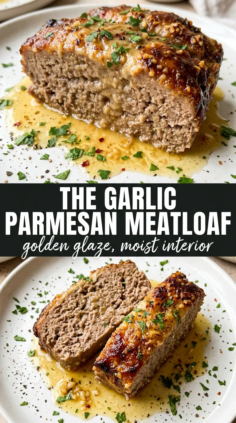 Garlic Parmesan Meatloaf golden crust juicy interior