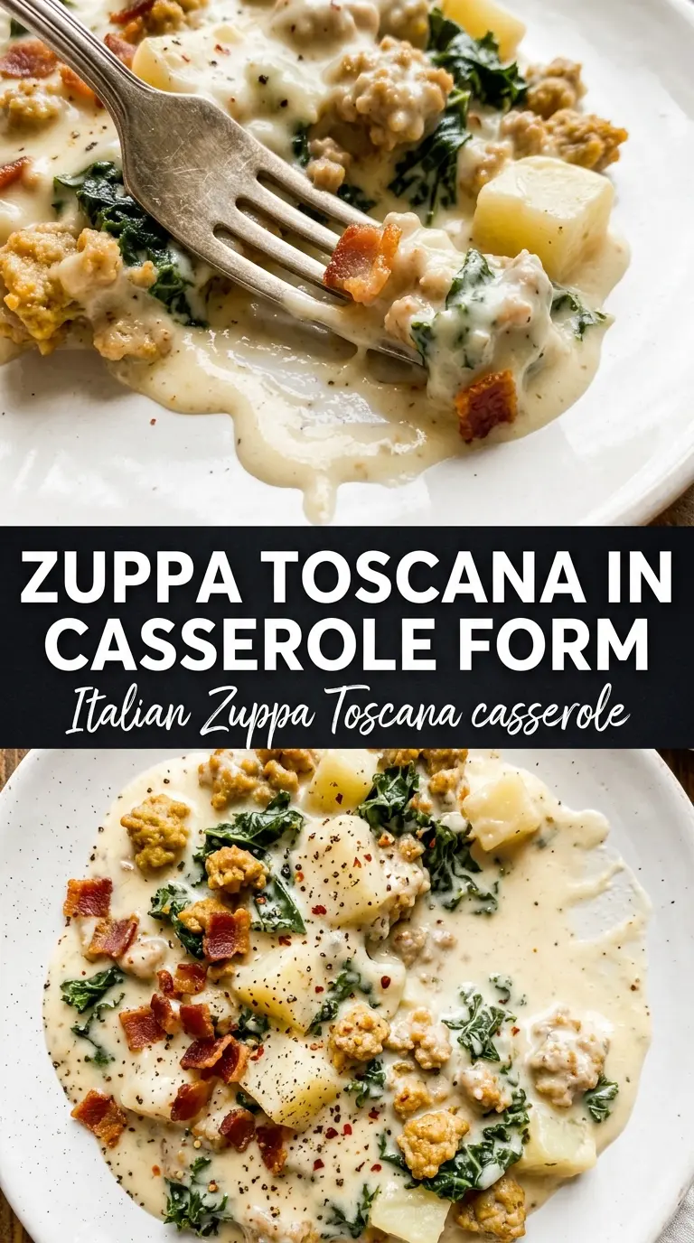 Italian Zuppa Toscana Casserole creamy sausage potato casserole