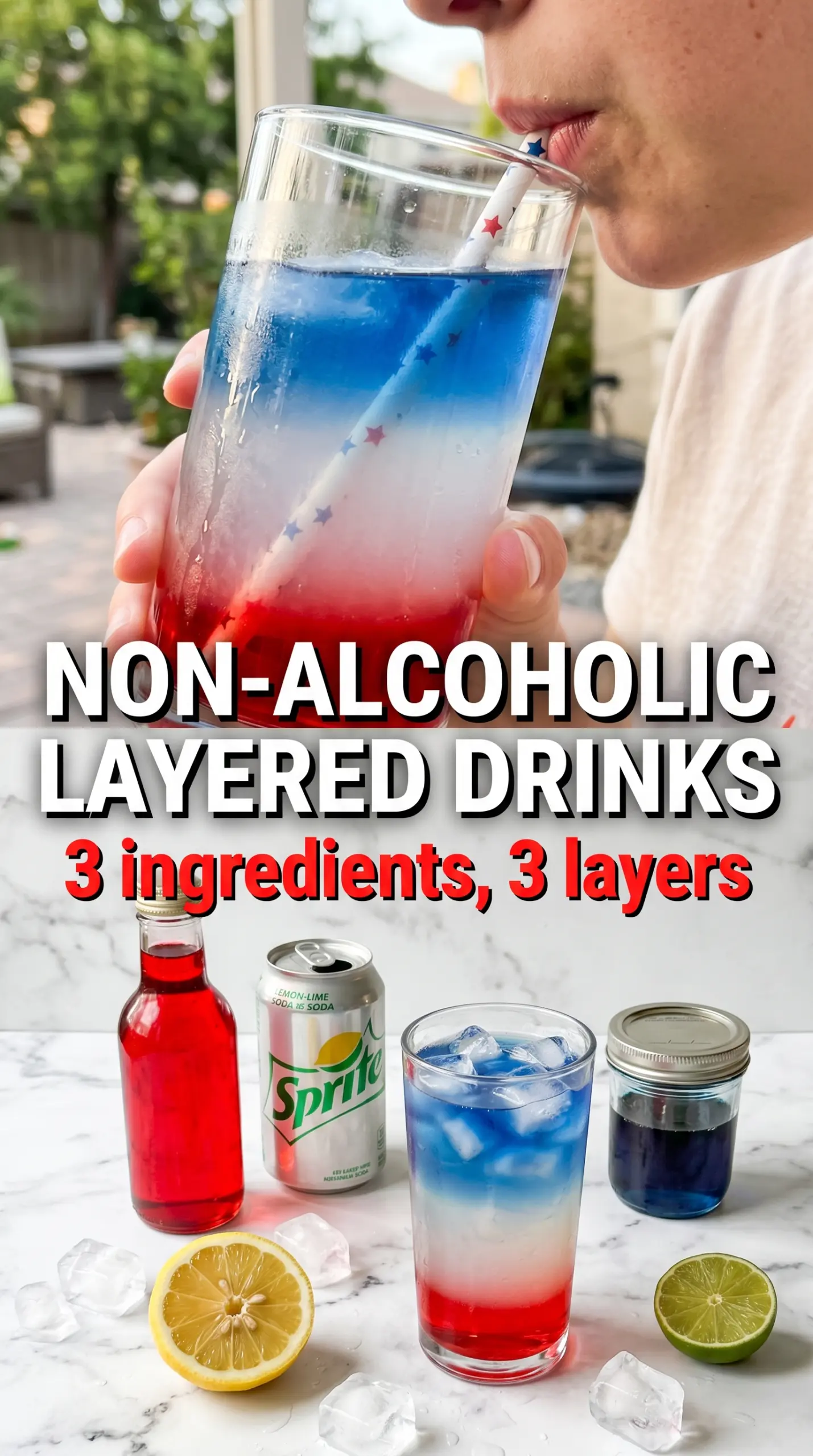non-alcoholic layered drinks colorful chilled
