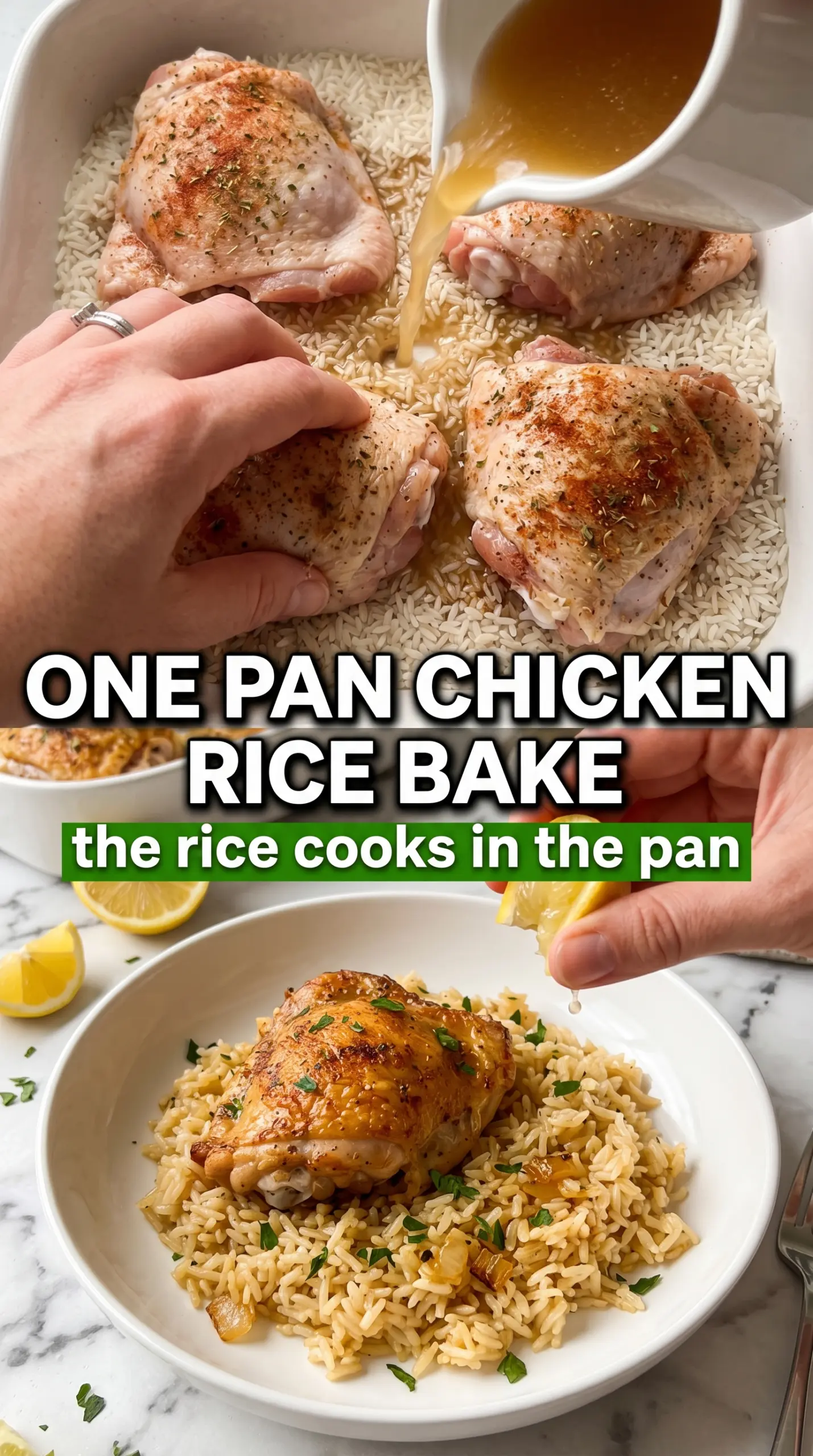 One-Pan Chicken and Rice Bake golden crispy herb-flecked