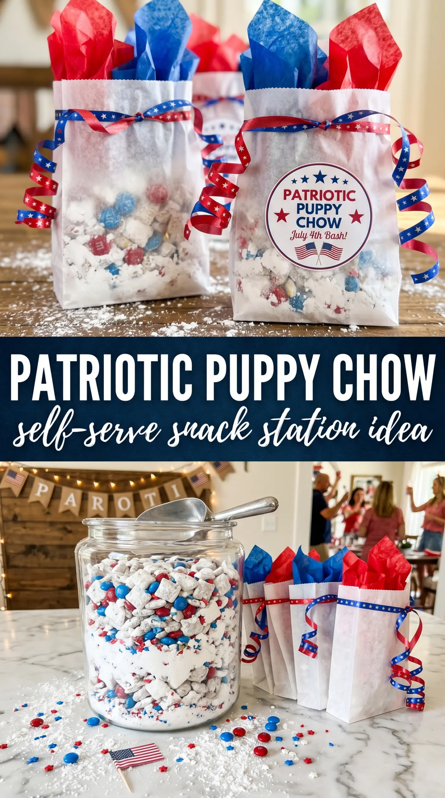 Patriotic Puppy Chow red white blue crunchy sweet