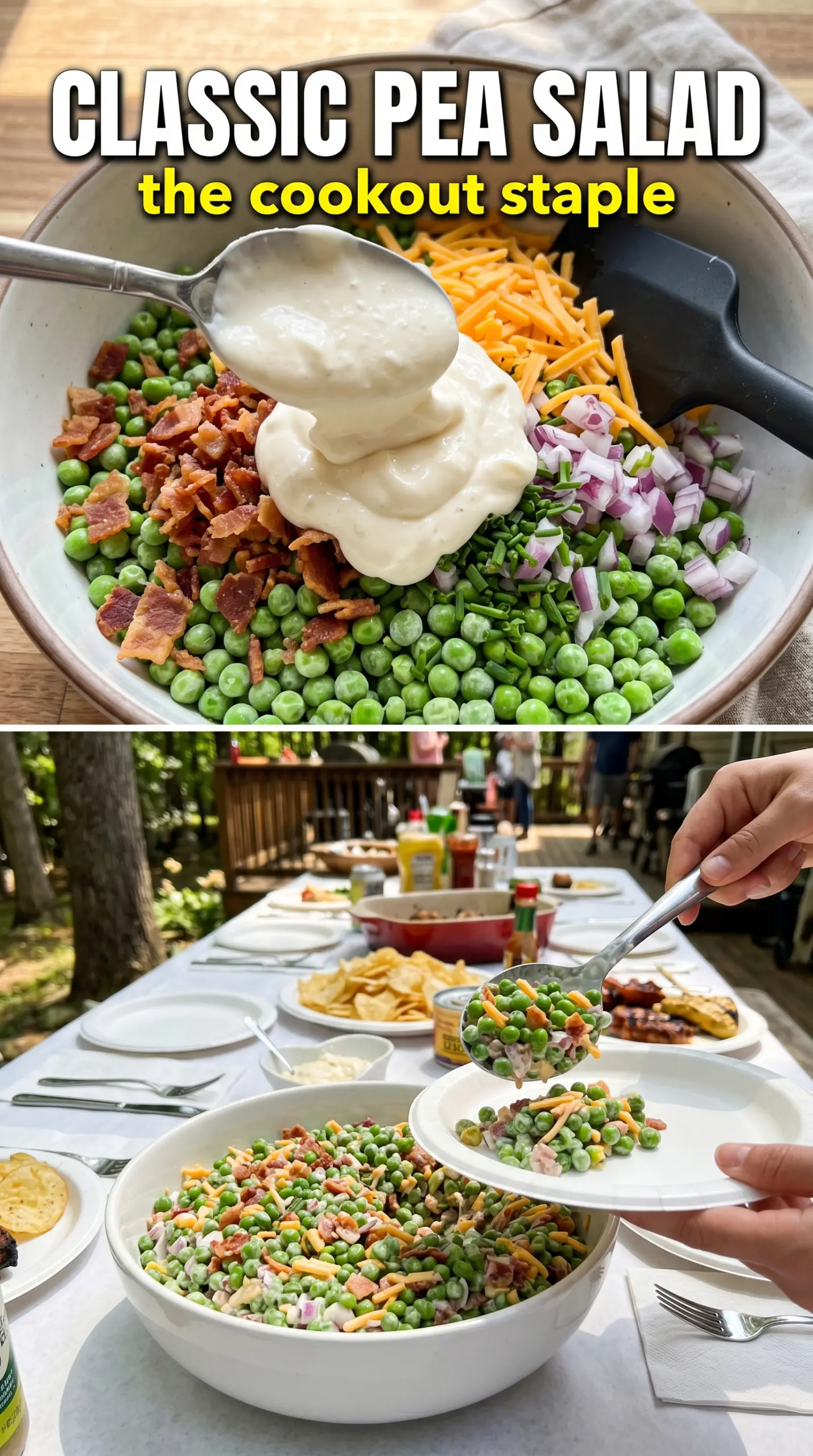 Pea salad creamy bacon cheddar