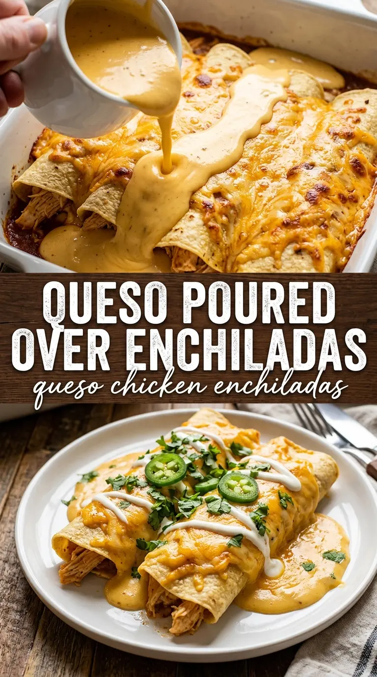 Queso Chicken Enchiladas creamy cheesy Tex-Mex