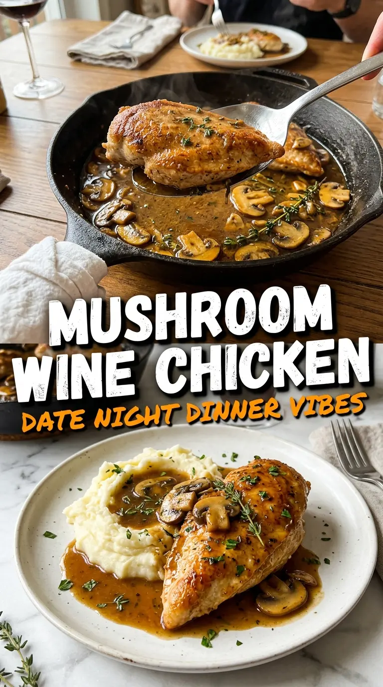 Skillet Chicken and Mushroom Wine Sauce golden creamy savory