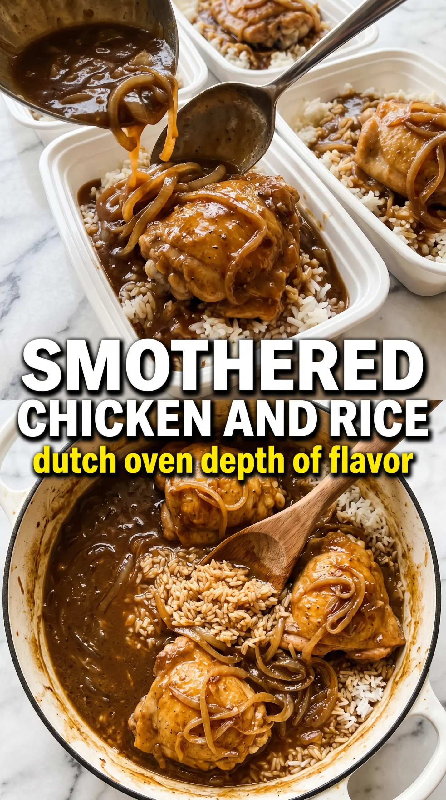 Smothered Chicken and Rice savory onion gravy comforting one-pot