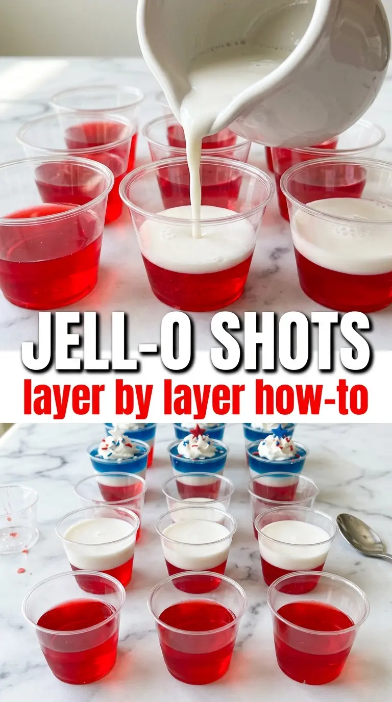 Jell-O shots red white blue layered