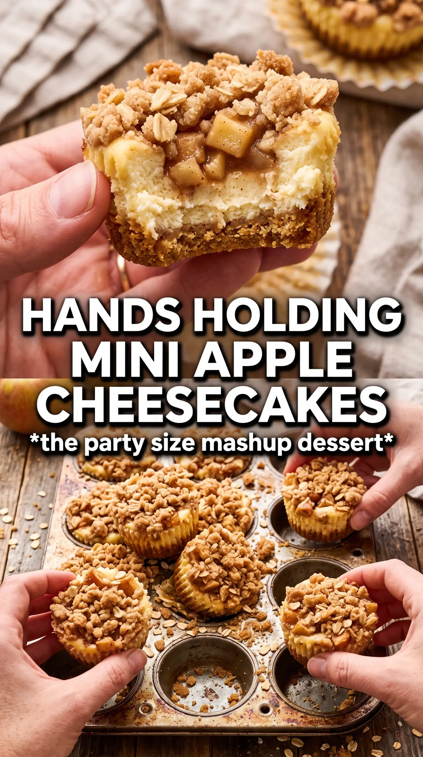 Apple Crisp Mini Cheesecakes creamy cinnamon crumbly