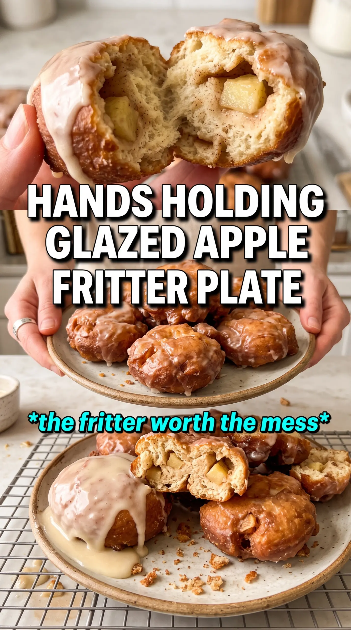 Apple Fritters golden glazed crisp