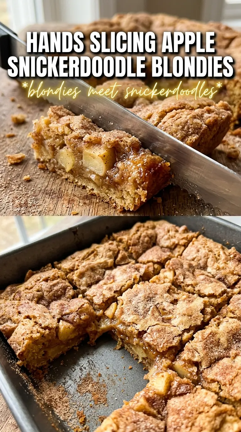 Apple Snickerdoodle Blondies chewy cinnamon apple bars