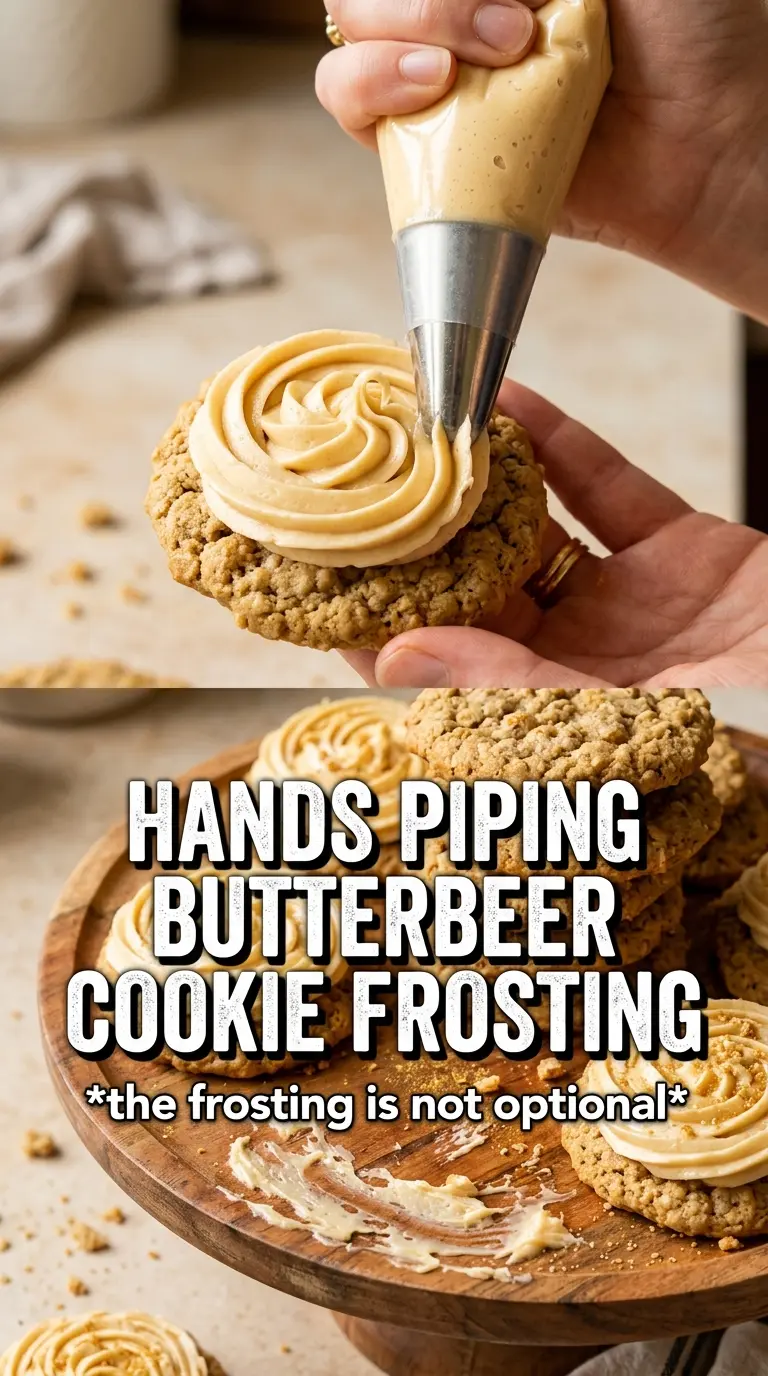 Butterbeer Cookies With Butterscotch Frosting golden frosted caramel-drizzled