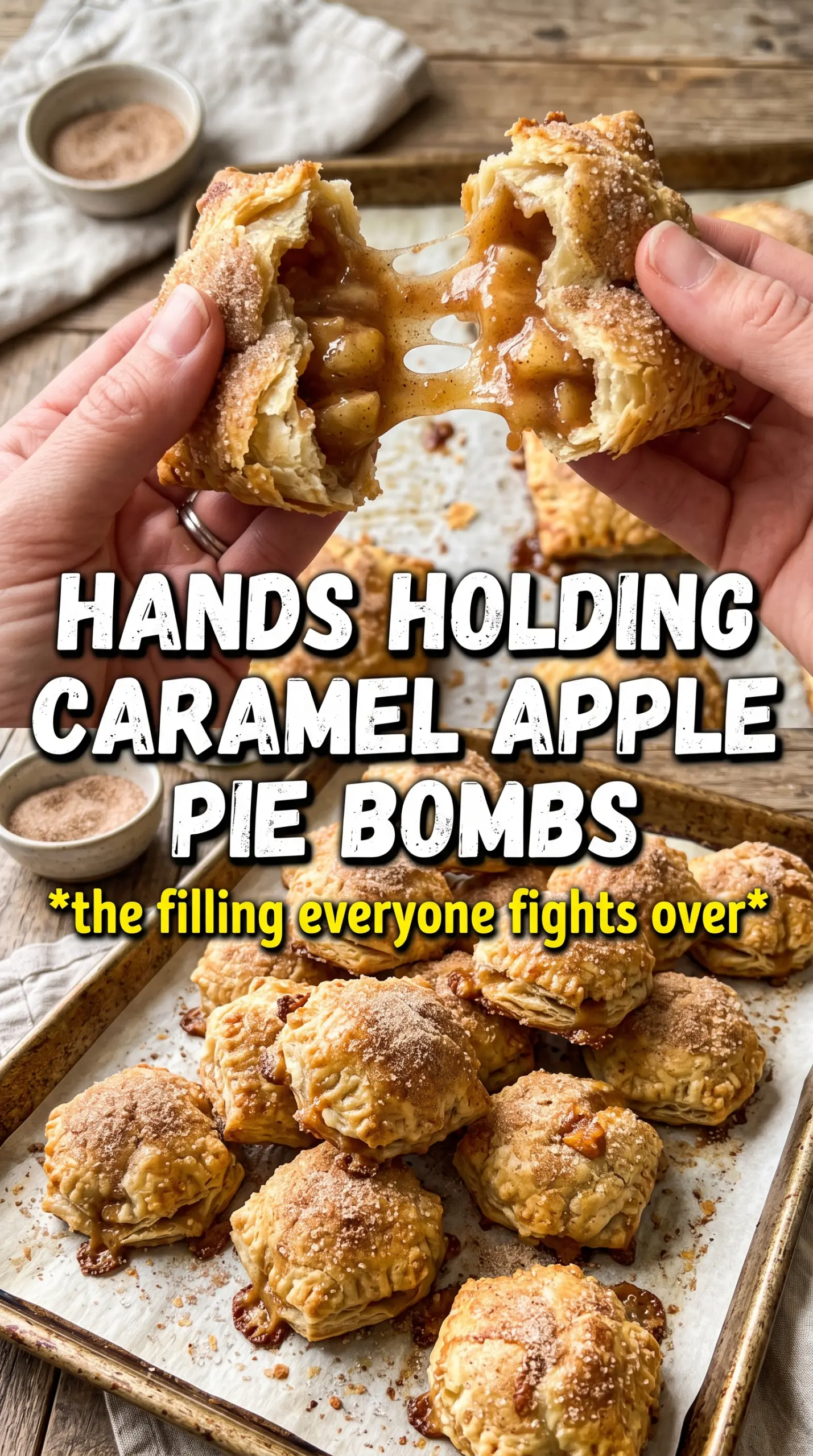 Caramel Apple Pie Bombs golden cinnamon sugar