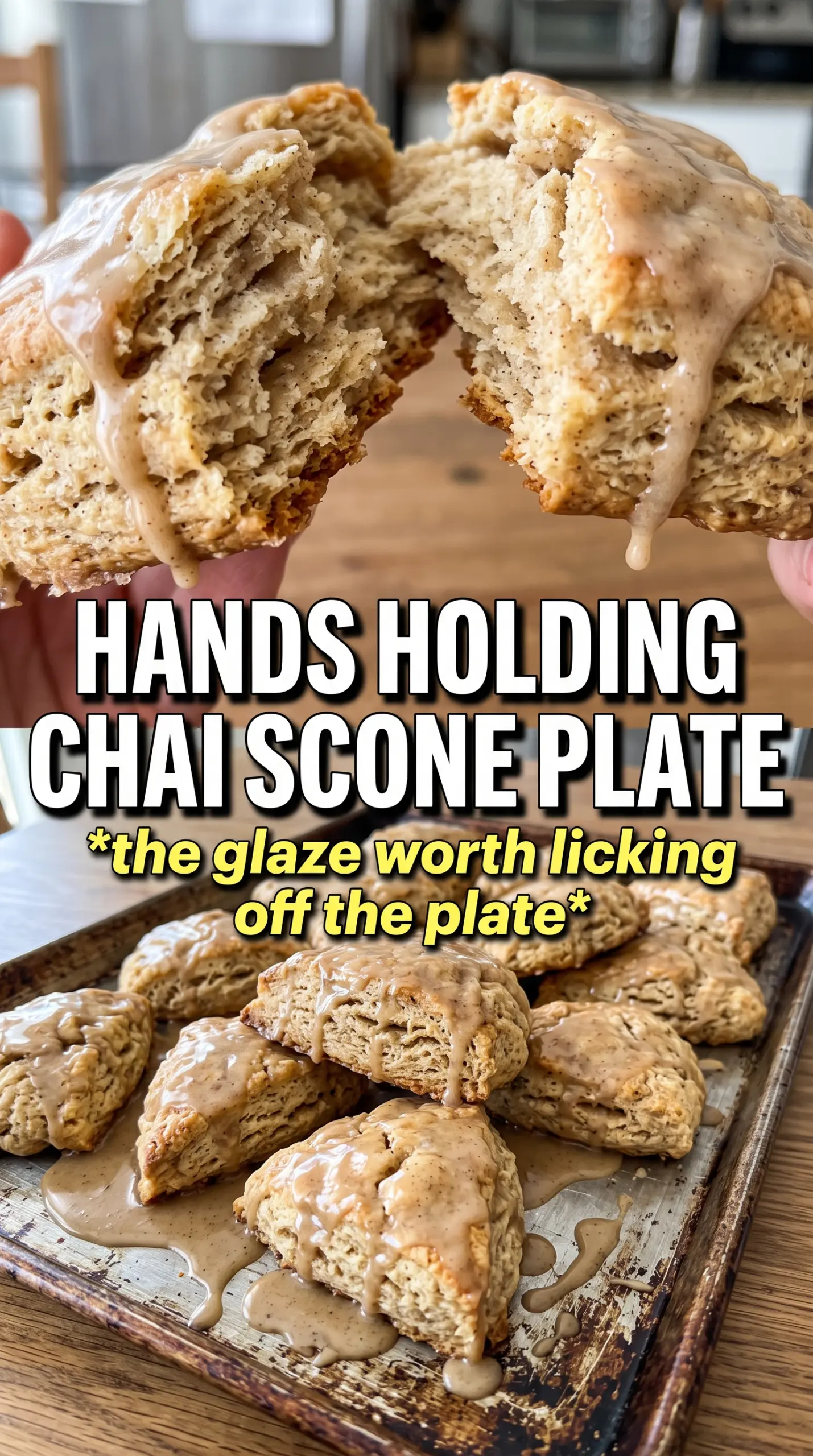 Chai Scones With Maple Chai Glaze, spiced, glazed