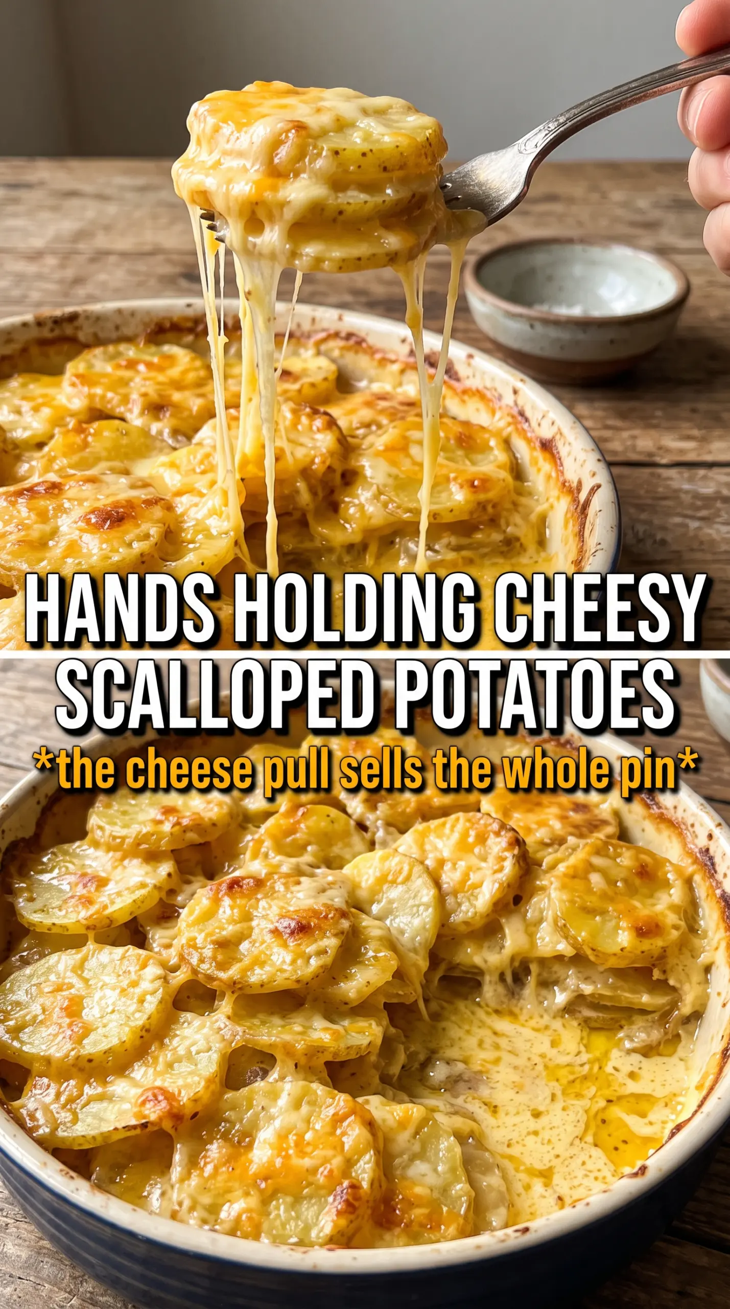 Cheesy Scalloped Potatoes golden bubbling creamy