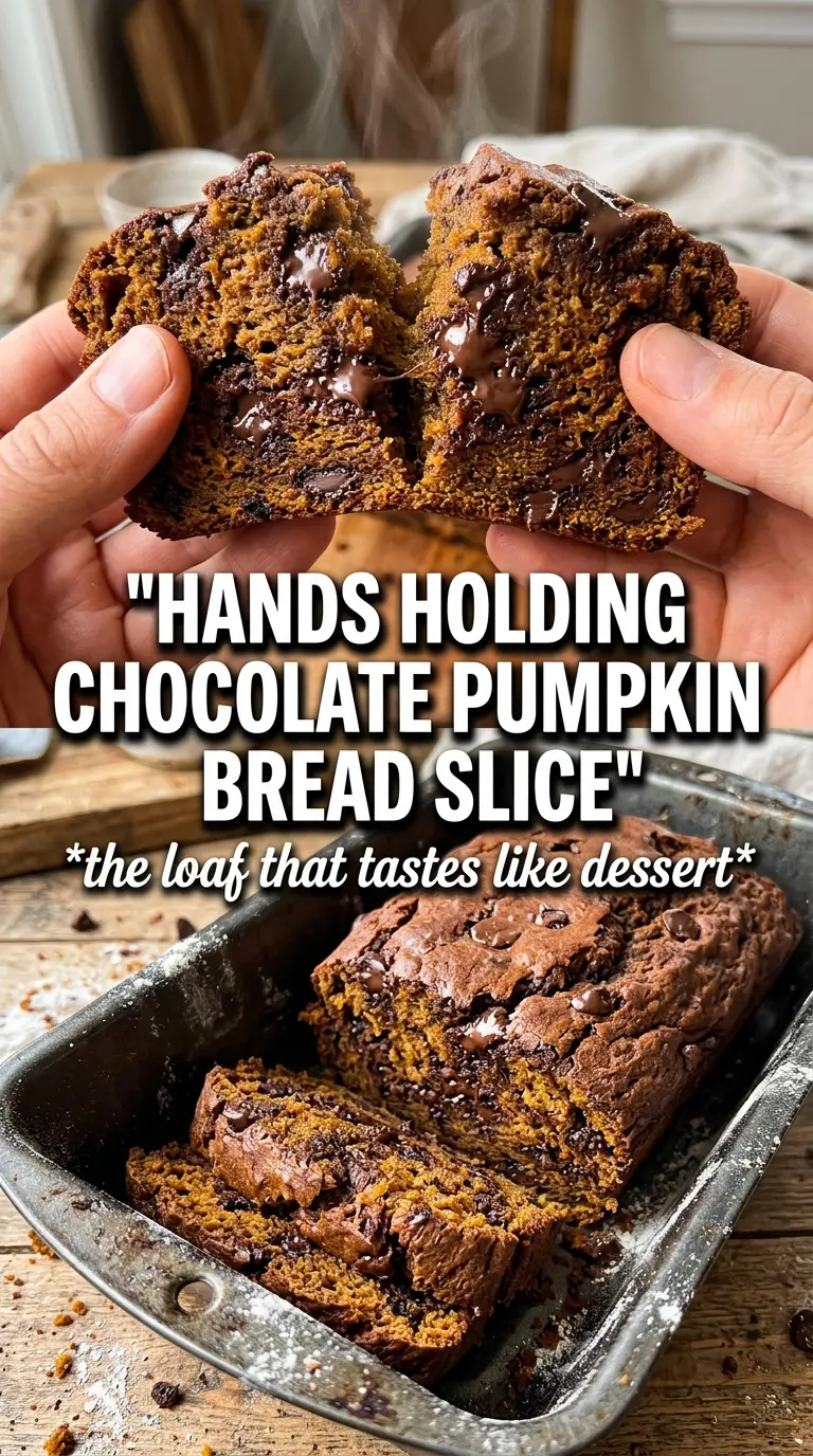 Chocolate pumpkin bread rich crumb chocolate chips