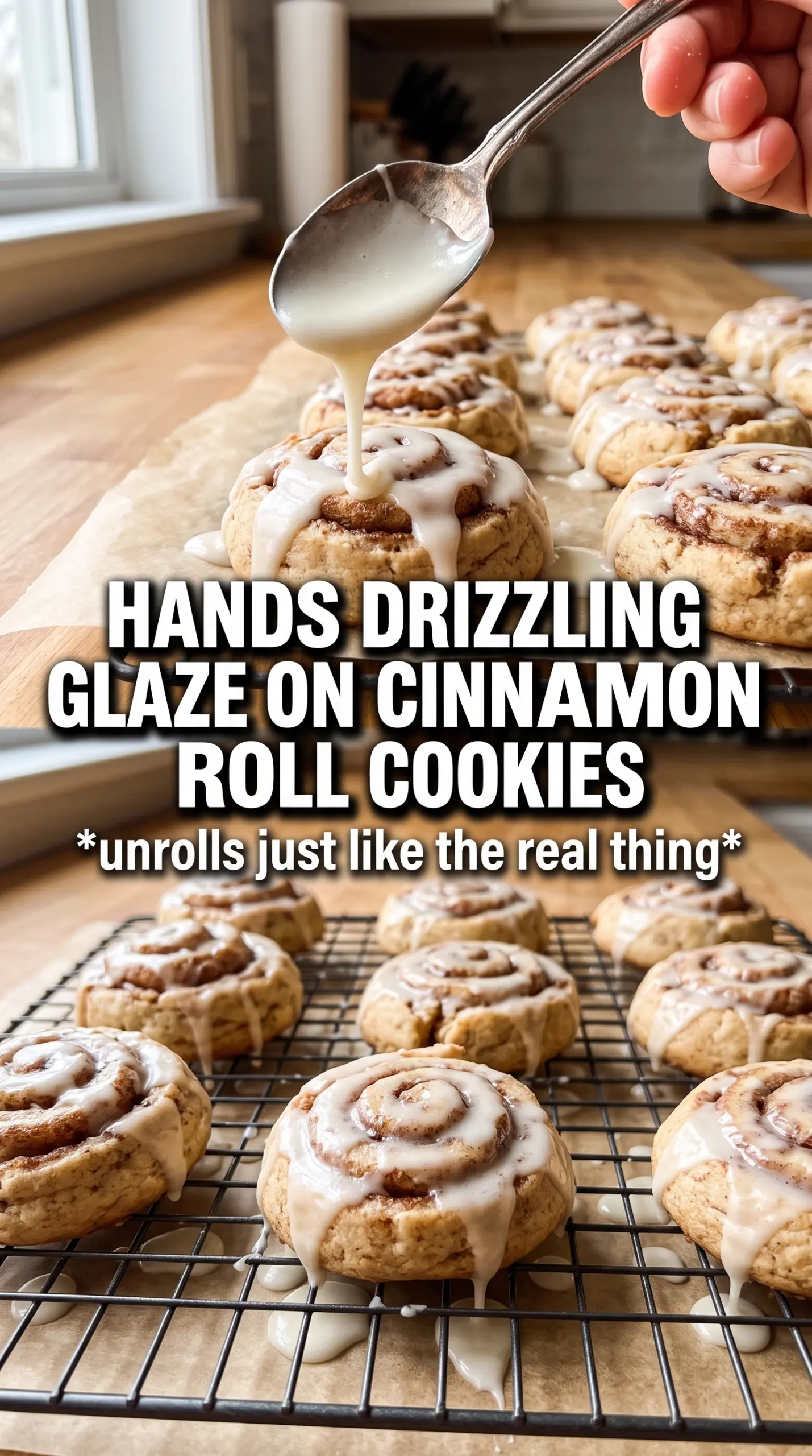 Cinnamon Roll Cookies cinnamon swirl cream cheese glaze