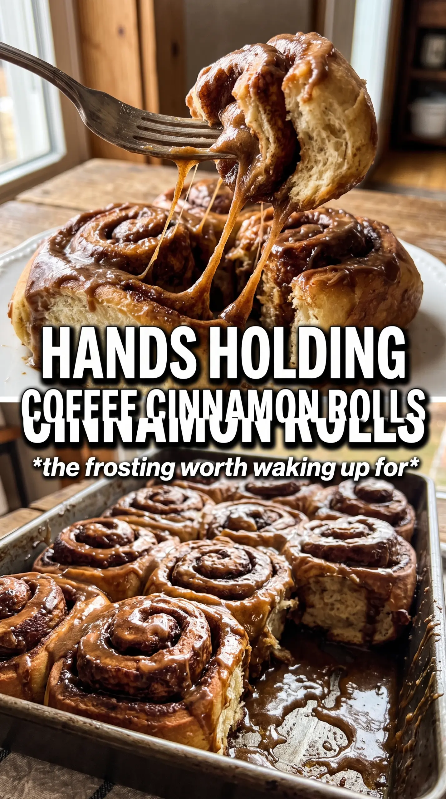 Coffee Cinnamon Rolls, espresso glaze, soft swirls