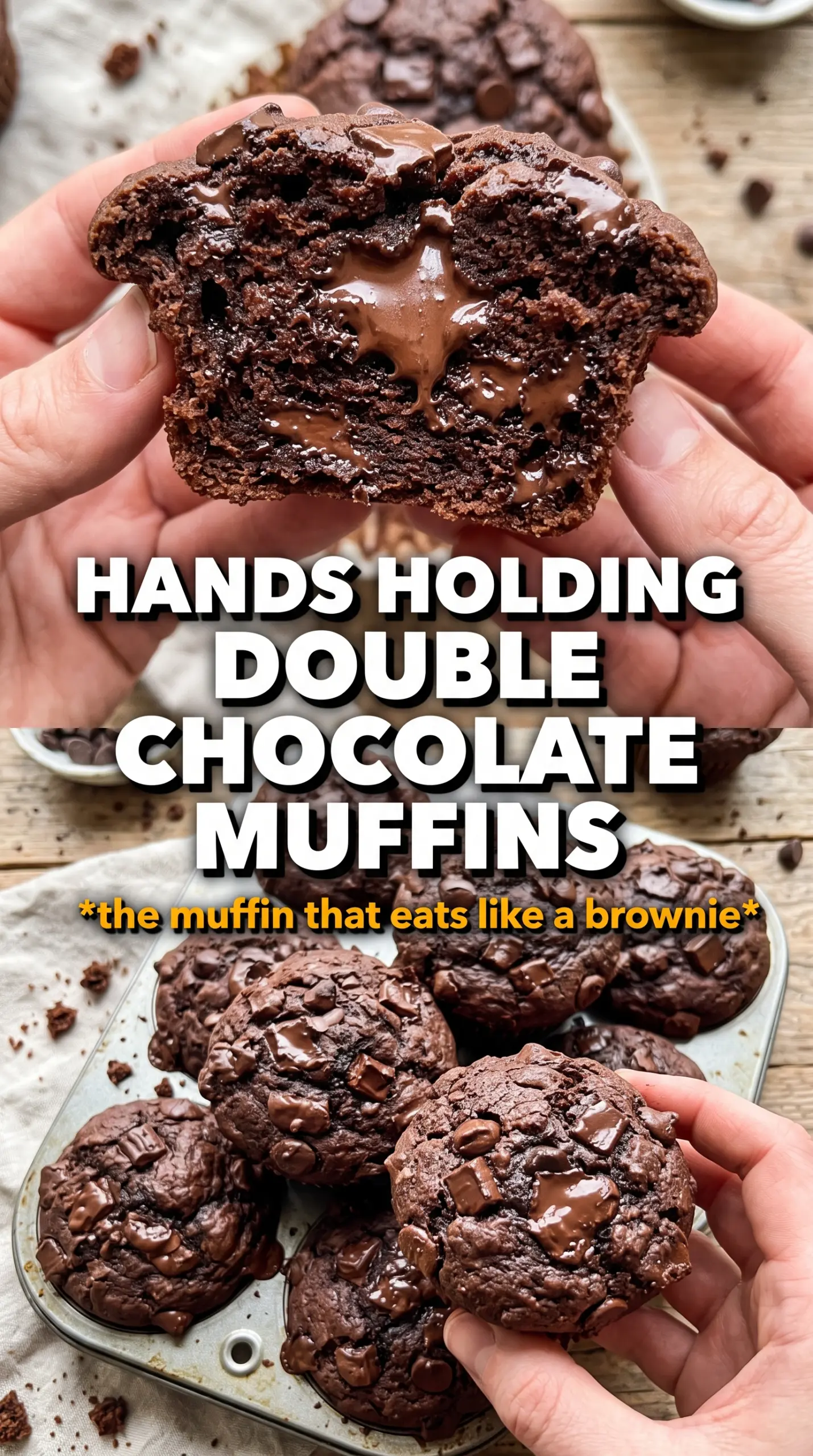 Double Chocolate Muffins rich chocolate chips domed tops