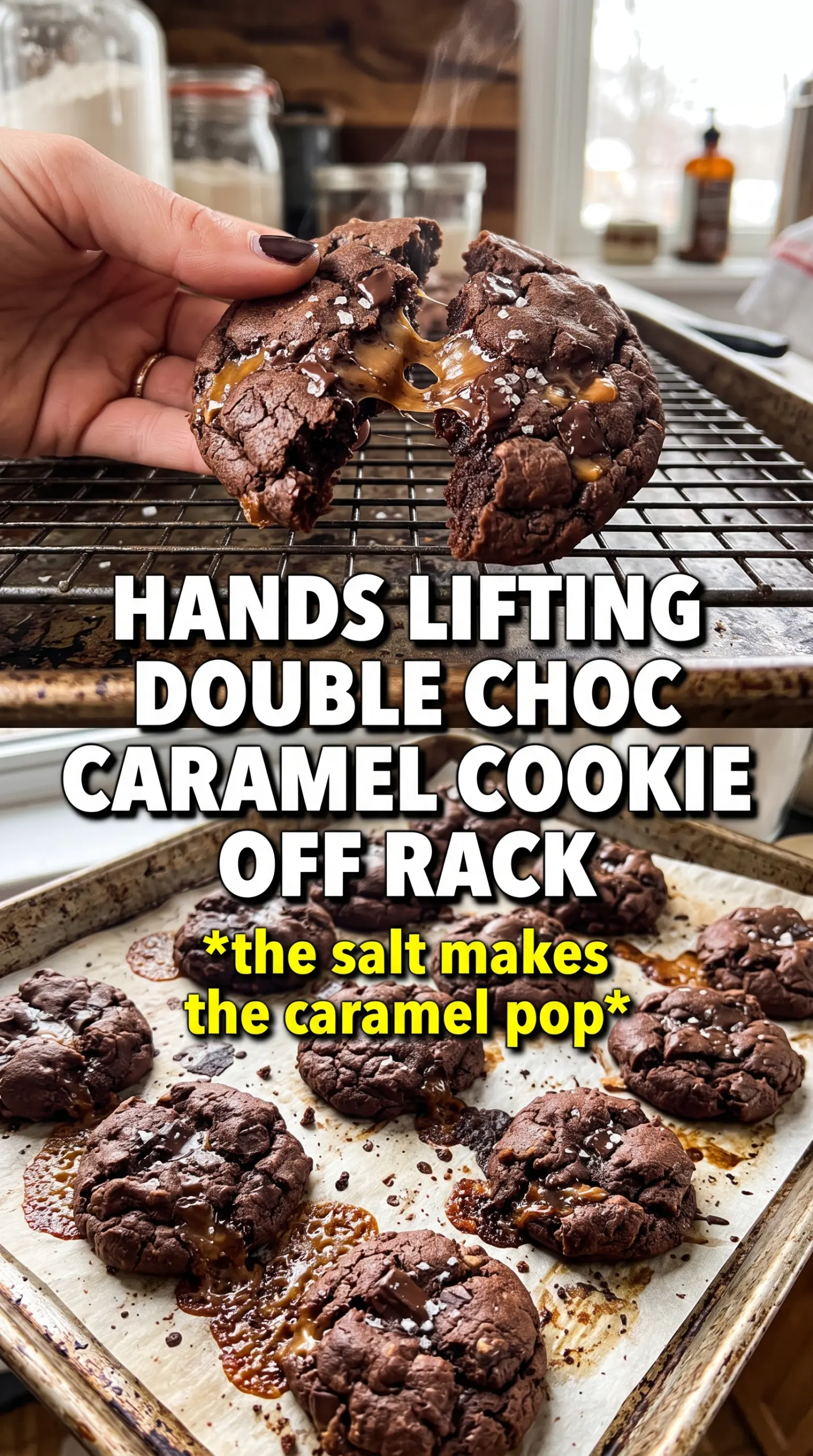 Double Chocolate Salted Caramel Cookies fudgy chocolate caramel