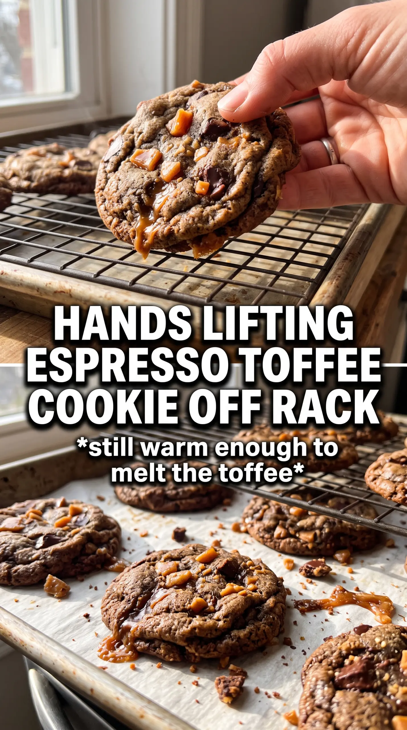 Espresso Brown Butter Toffee Cookies golden chewy salted