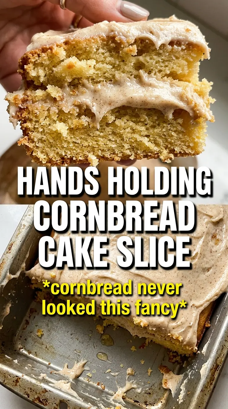 Layered Cornbread Cake With Honey Butter Frosting, golden layers, fluffy frosting