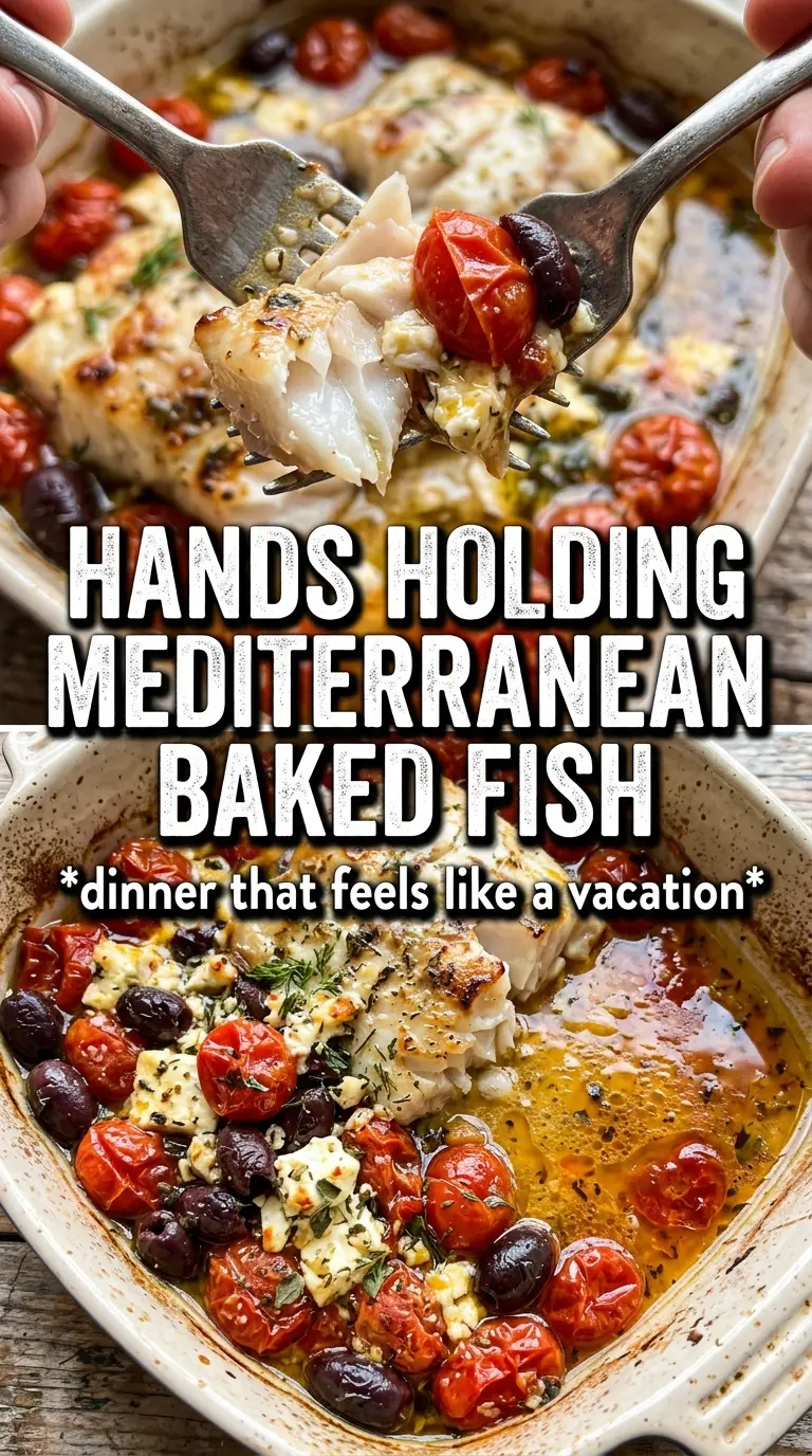 Mediterranean baked fish flaky tomatoes olives