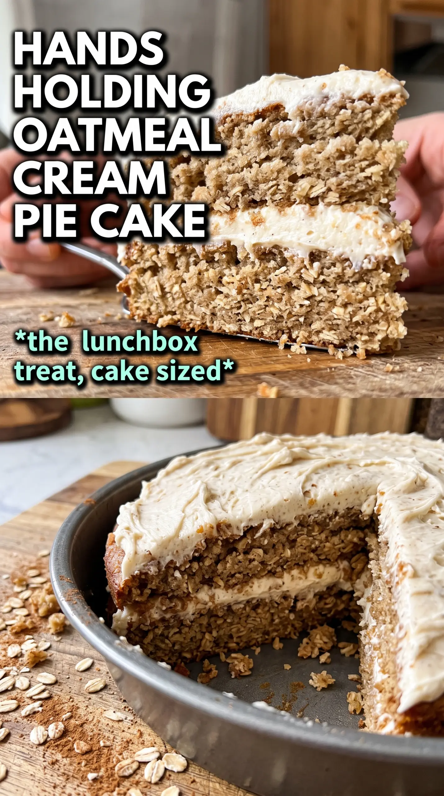 Oatmeal Cream Pie Cake soft spice layers, marshmallow filling