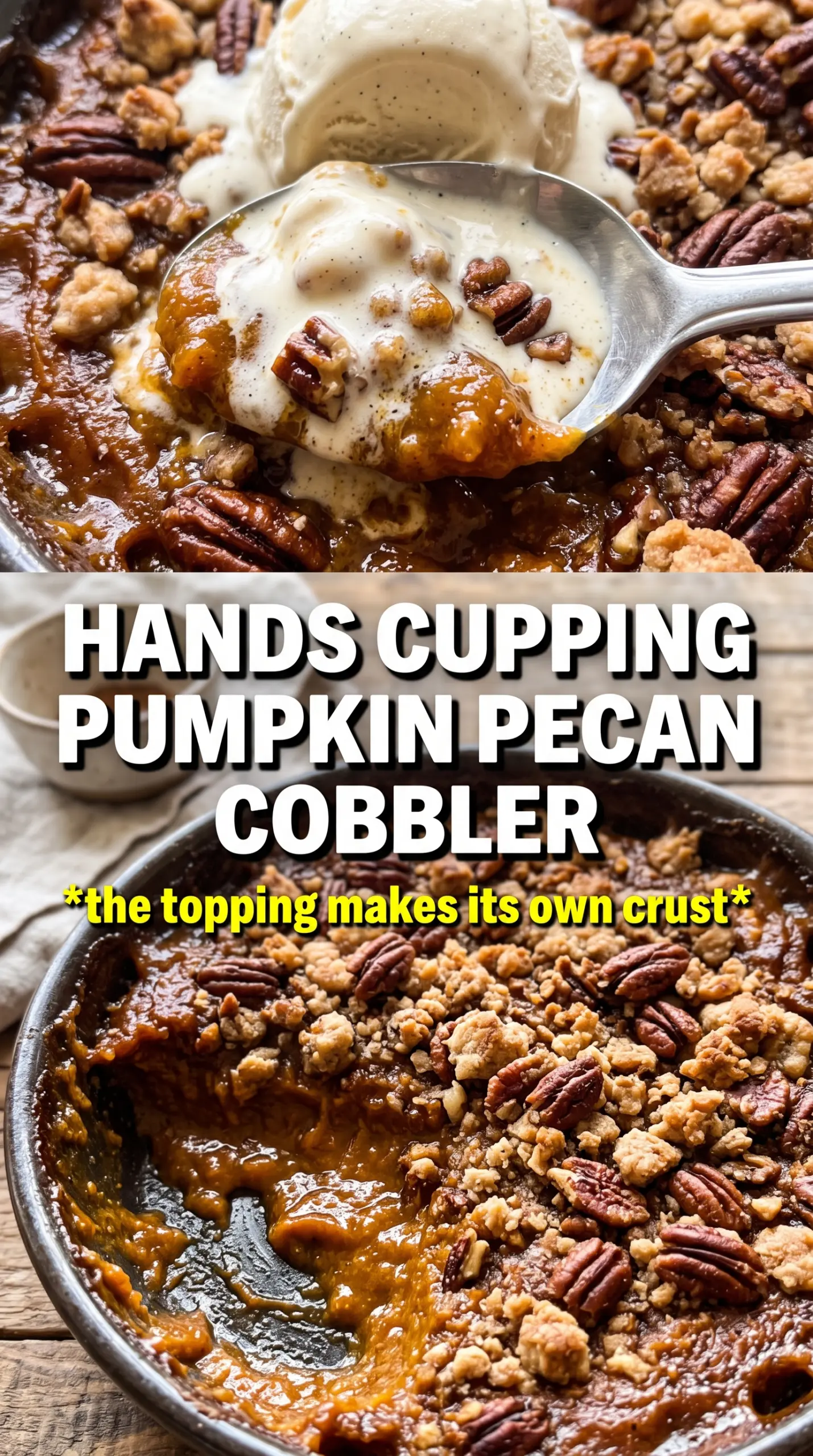 Pumpkin Pecan Cobbler creamy caramelized dessert