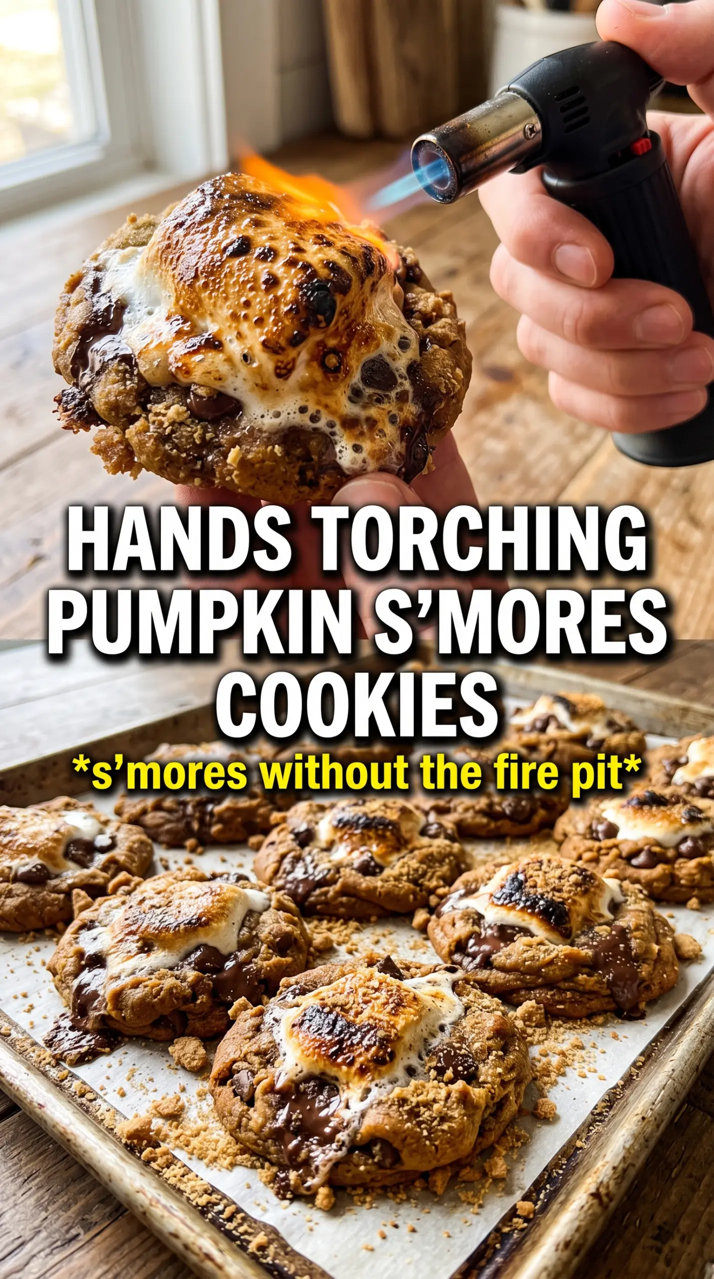 Pumpkin S'Mores Cookies golden marshmallow chocolate