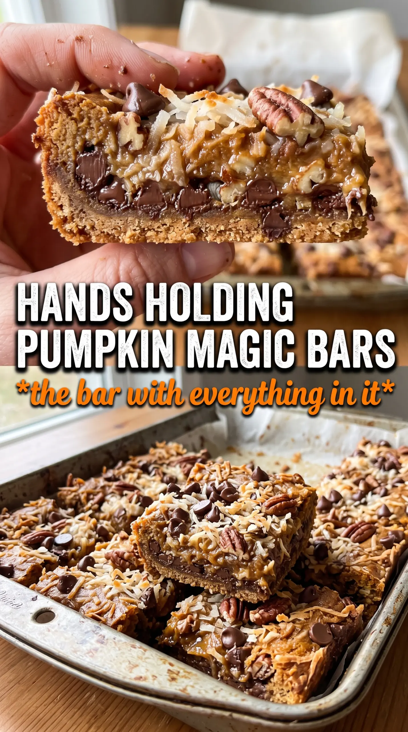 Pumpkin Spice Magic Cookie Bars layered gooey bars